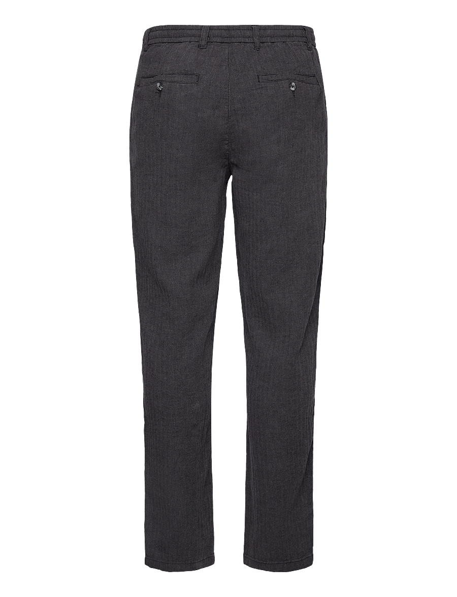 Lindbergh - Linen blend herringbone pants - linen trousers - black - 2
