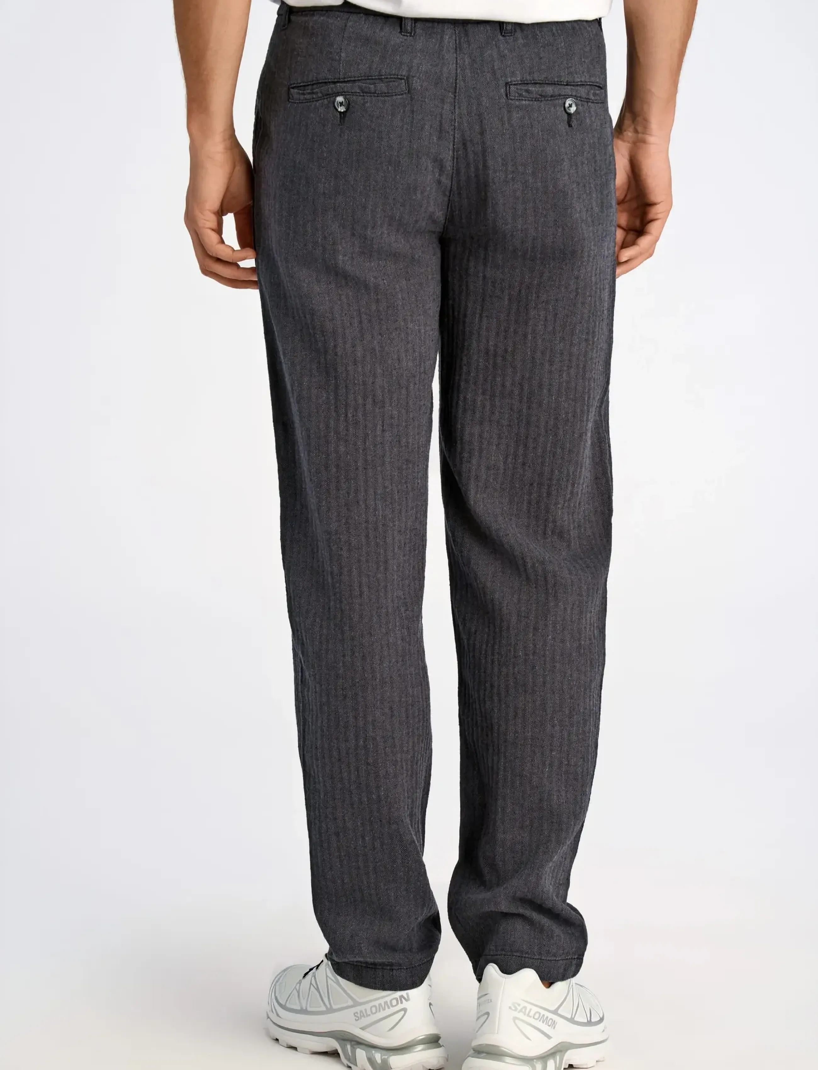Lindbergh - Linen blend herringbone pants - linen trousers - black - 4