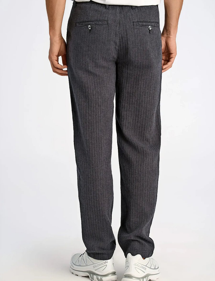 Lindbergh - Linen blend herringbone pants - linen trousers - black - 4