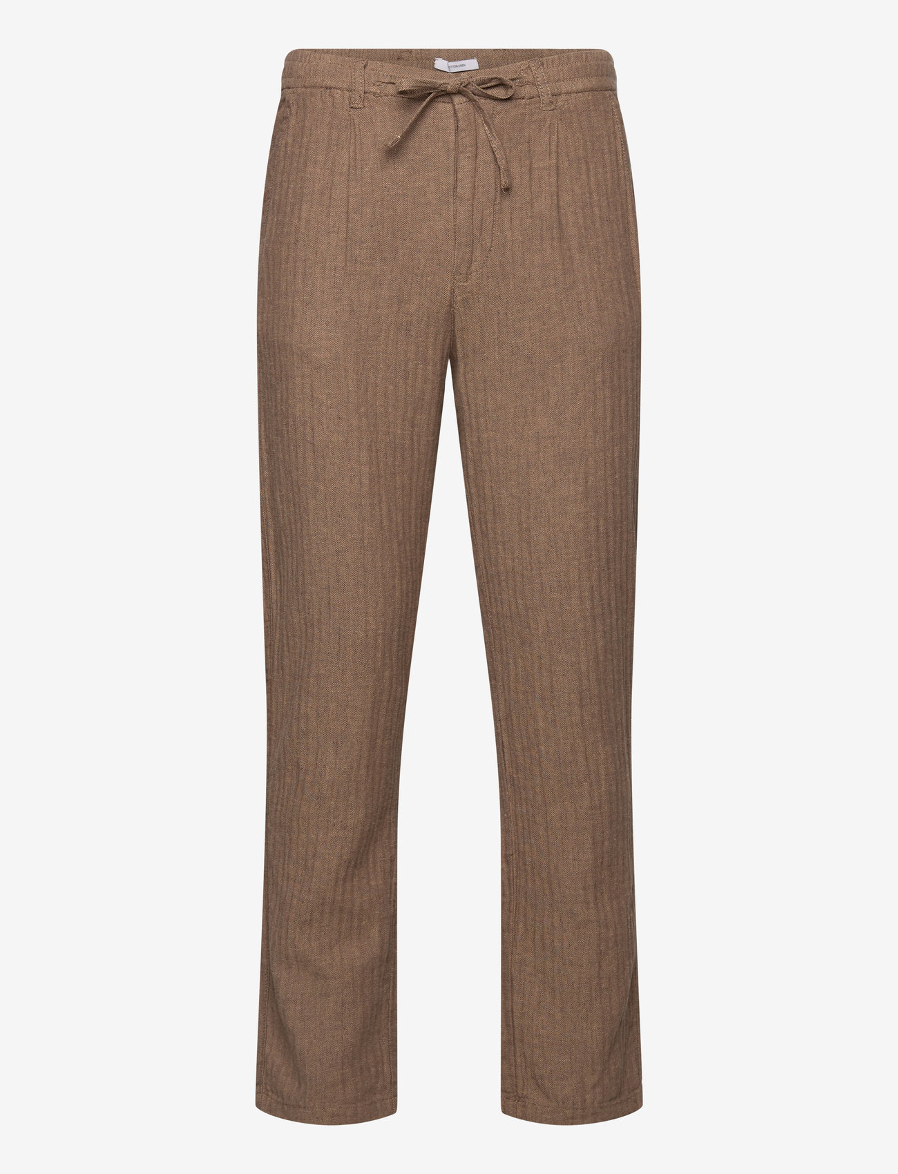 Lindbergh - Linen blend herringbone pants - linnebyxor - dk stone - 0
