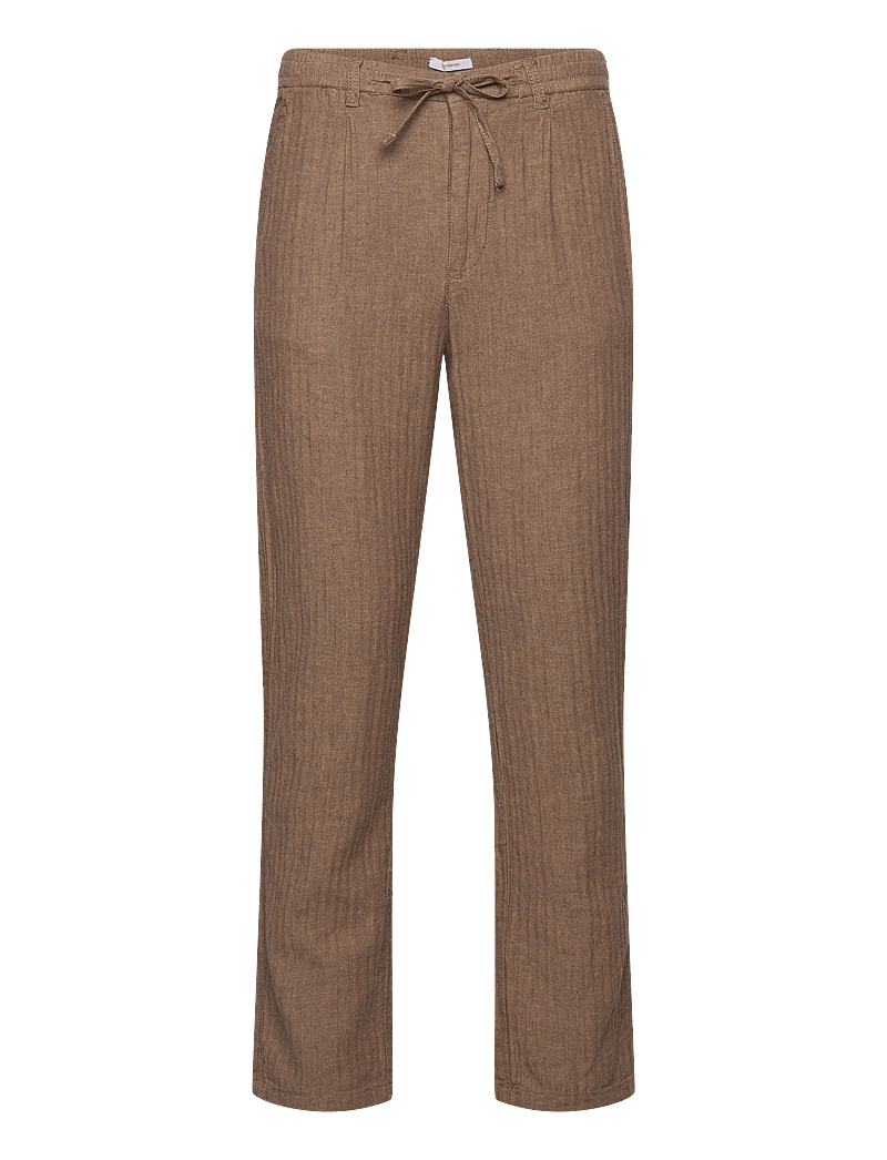 Lindbergh - Linen blend herringbone pants - dk stone - 0