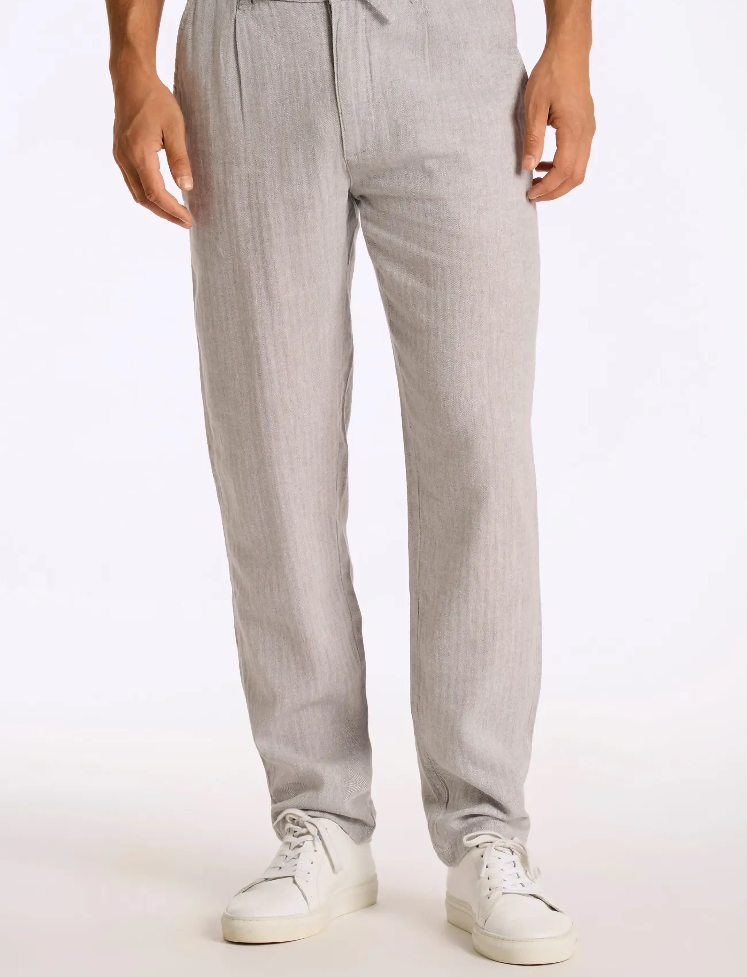 Lindbergh - Linen blend herringbone pants - linnebyxor - grey - 3
