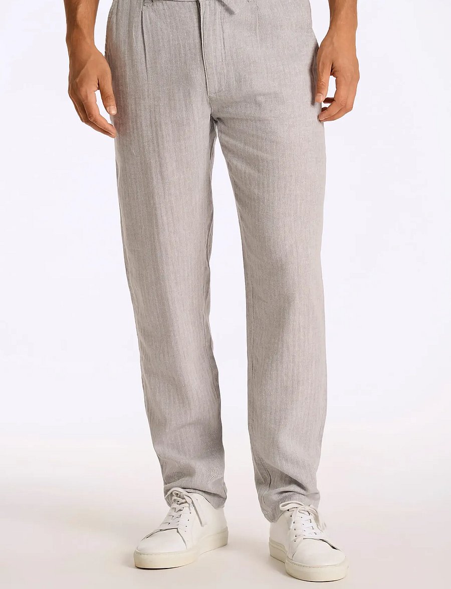 Lindbergh - Linen blend herringbone pants - linased püksid - grey - 3