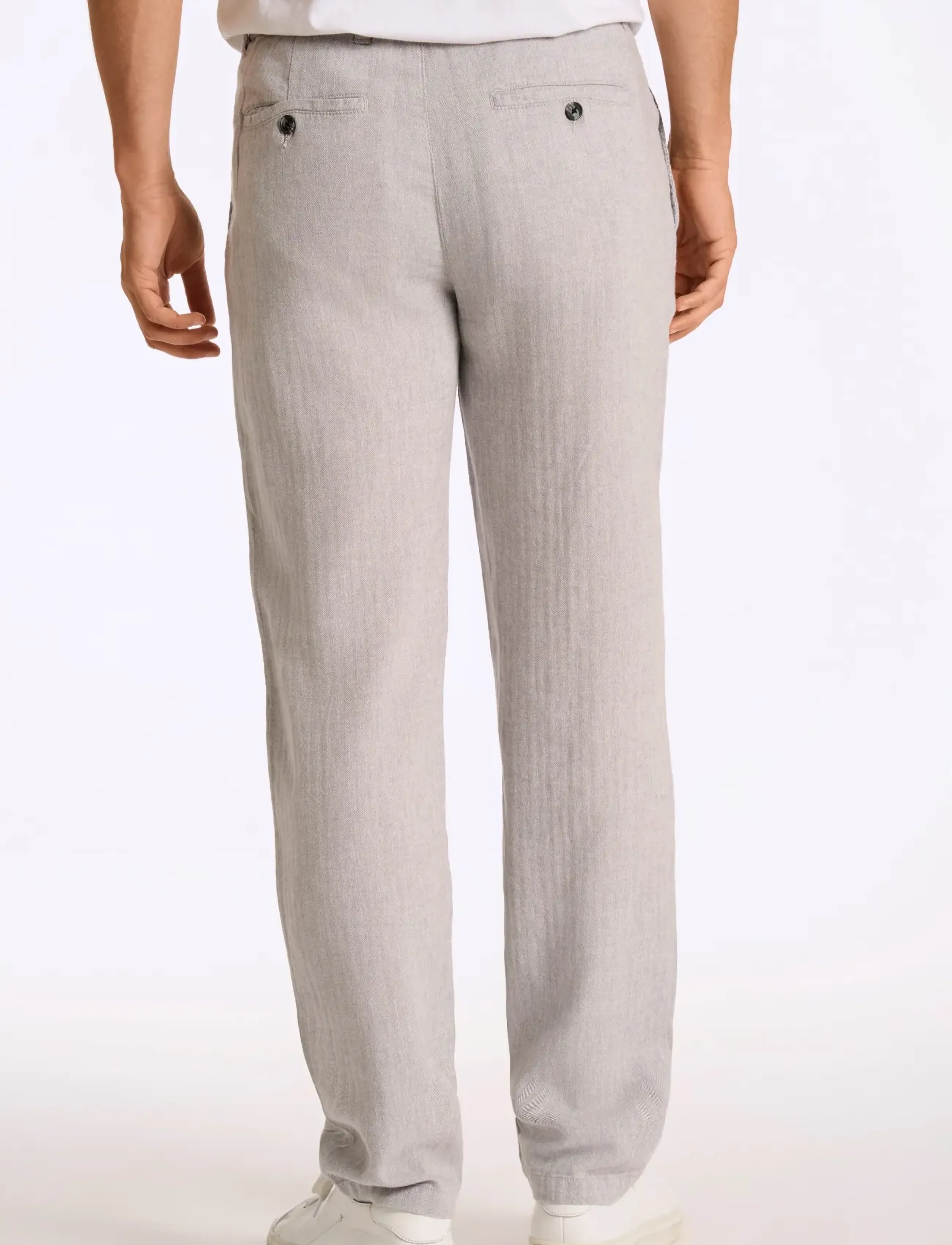 Lindbergh - Linen blend herringbone pants - linnebyxor - grey - 4