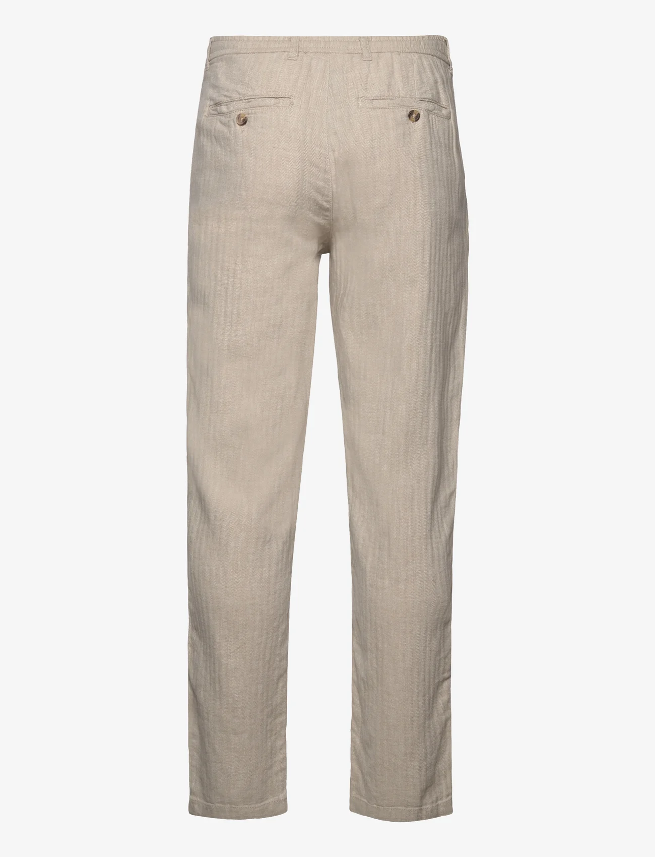 Lindbergh - Linen blend herringbone pants - linen trousers - lt stone - 1