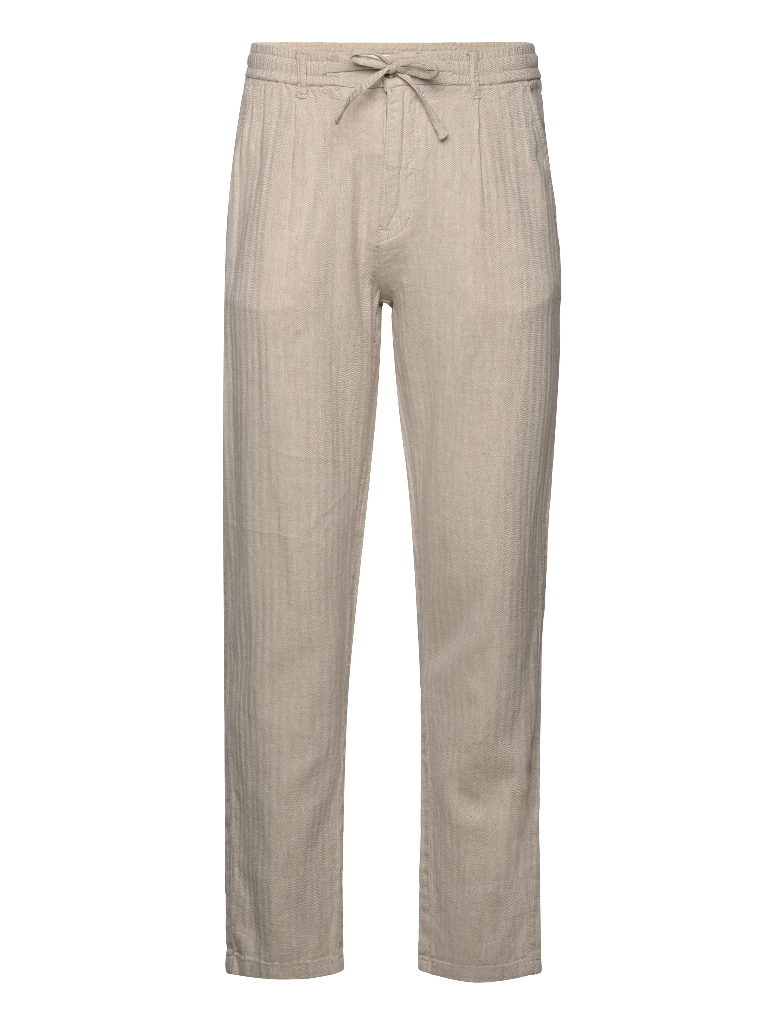 Linen blend herringbone pants - LT STONE