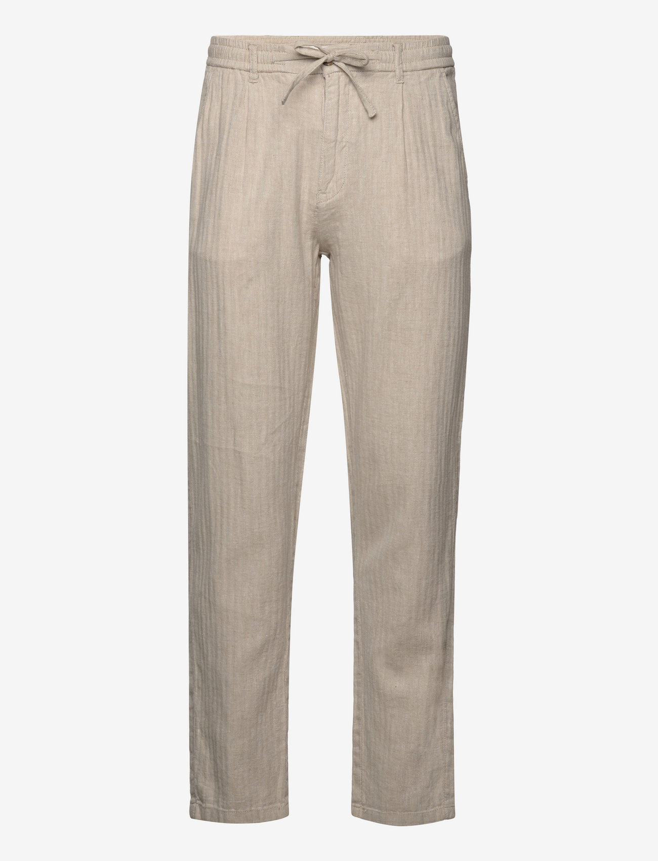 Lindbergh - Linen blend herringbone pants - efterårstøj - lt stone - 0