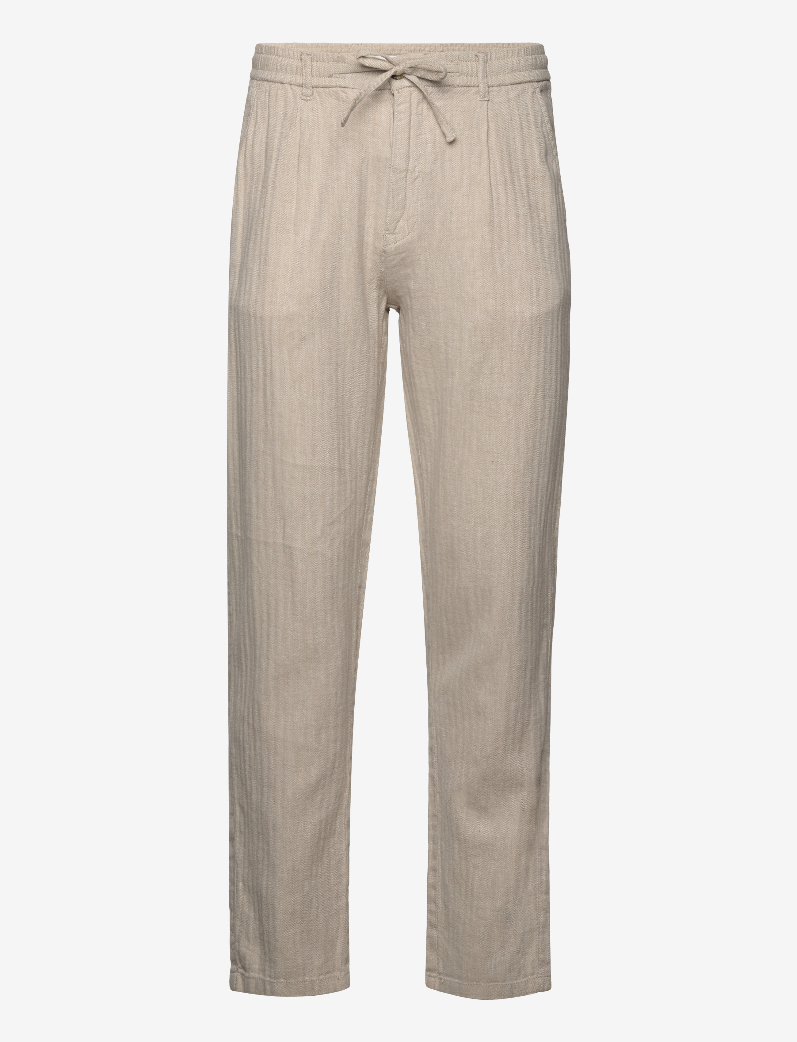 Lindbergh - Linen blend herringbone pants - linen trousers - lt stone - 1