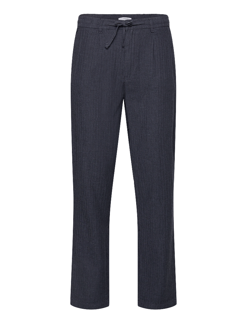 Lindbergh - Linen blend herringbone pants - linen trousers - navy - 0