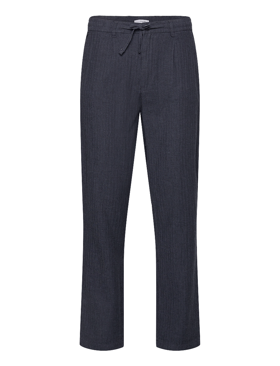 Lindbergh - Linen blend herringbone pants - leinenhosen - navy - 1