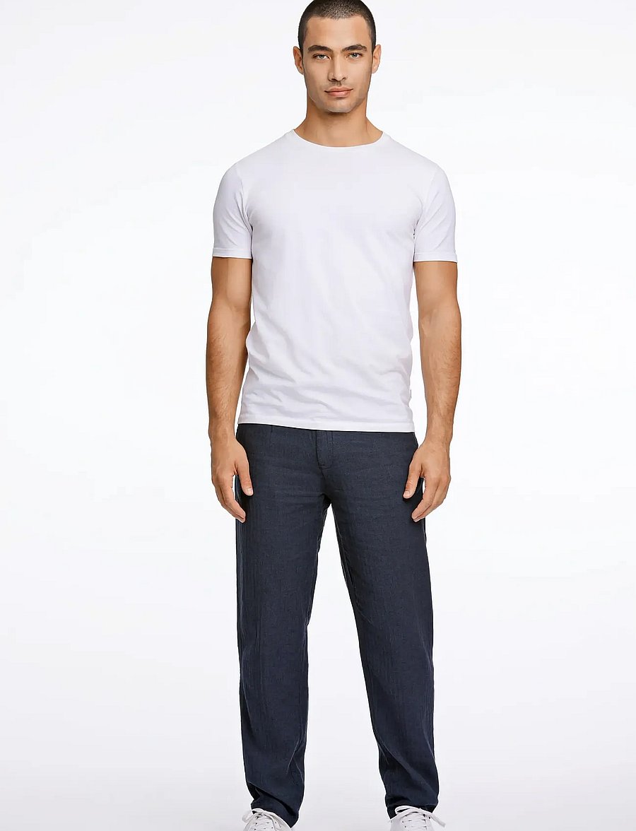 Lindbergh - Linen blend herringbone pants - leinenhosen - navy - 0