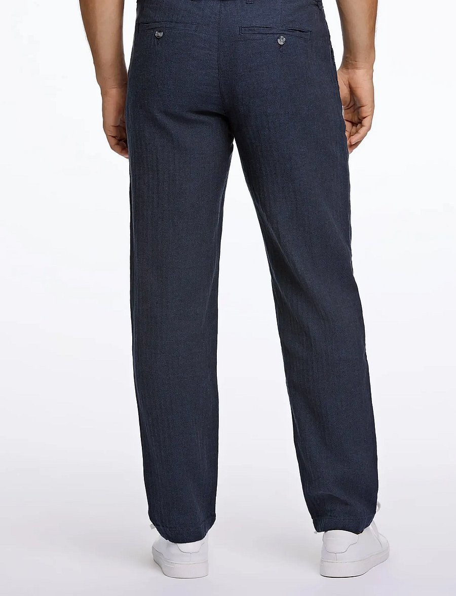Lindbergh - Linen blend herringbone pants - leinenhosen - navy - 4