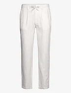 Linen blend herringbone pants - OPTICAL WHITE