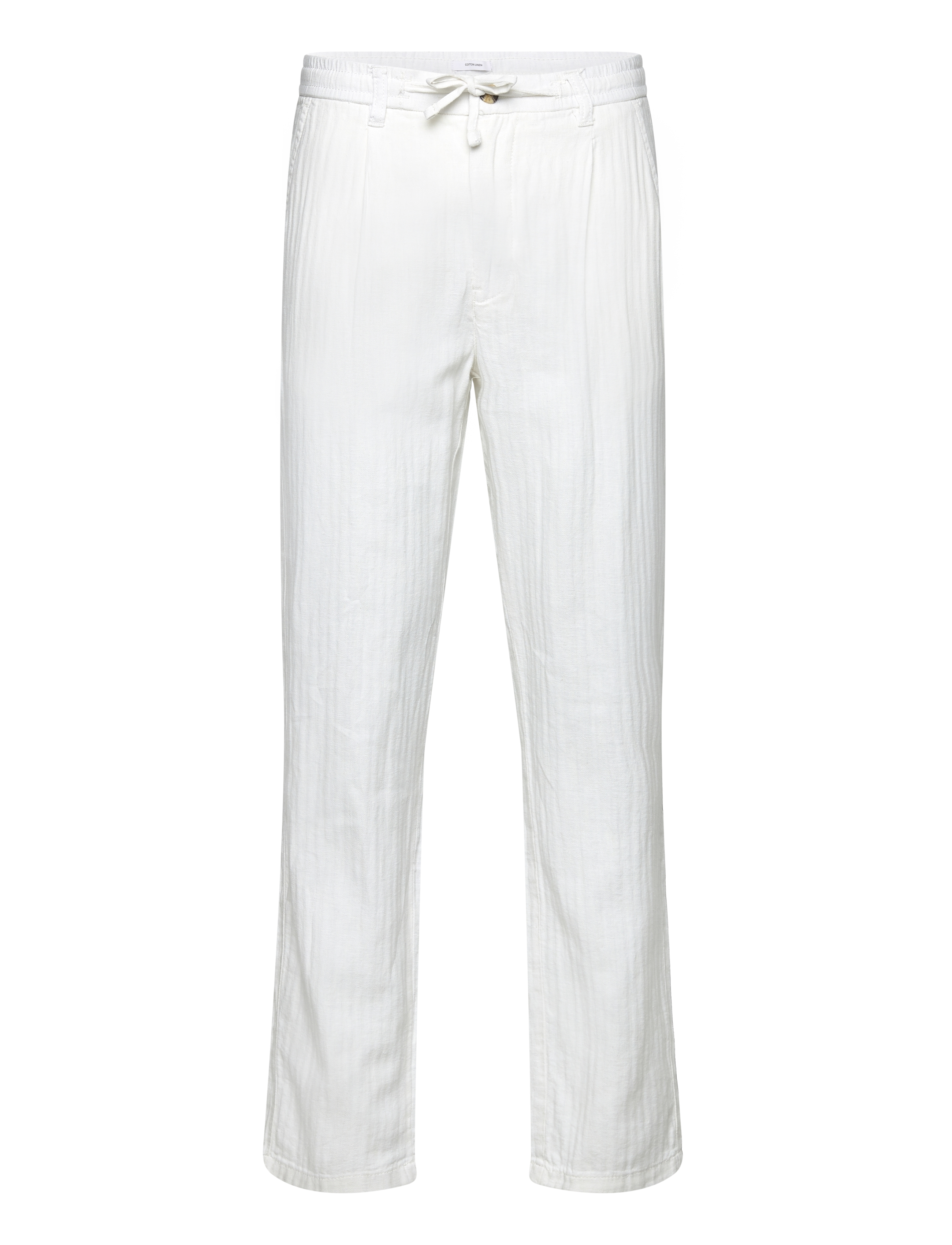 Linen blend herringbone pants - OPTICAL WHITE