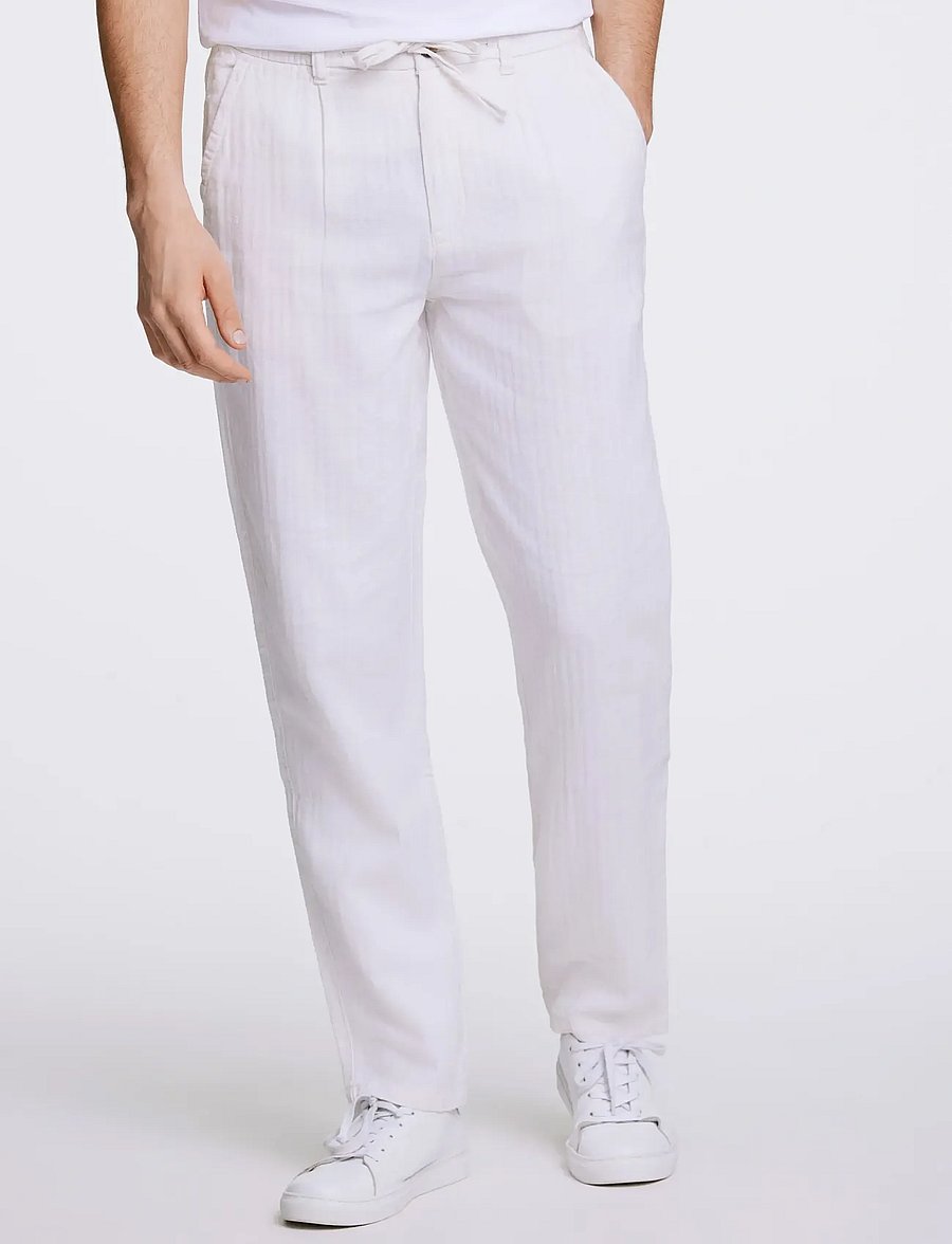 Lindbergh - Linen blend herringbone pants - linased püksid - optical white - 3