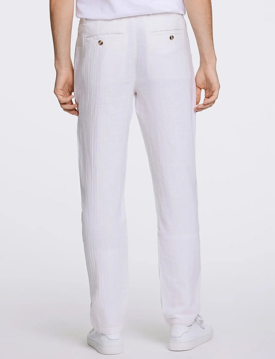 Lindbergh - Linen blend herringbone pants - linnebyxor - optical white - 4