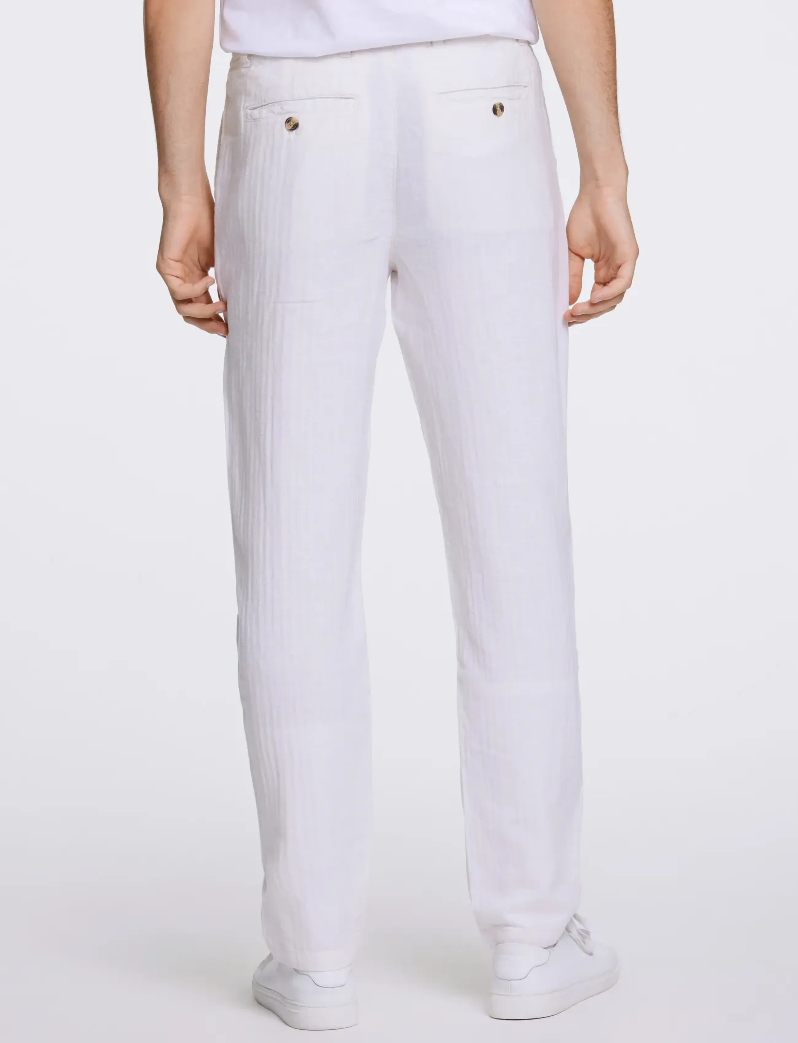 Lindbergh - Linen blend herringbone pants - hørbukser - optical white - 4