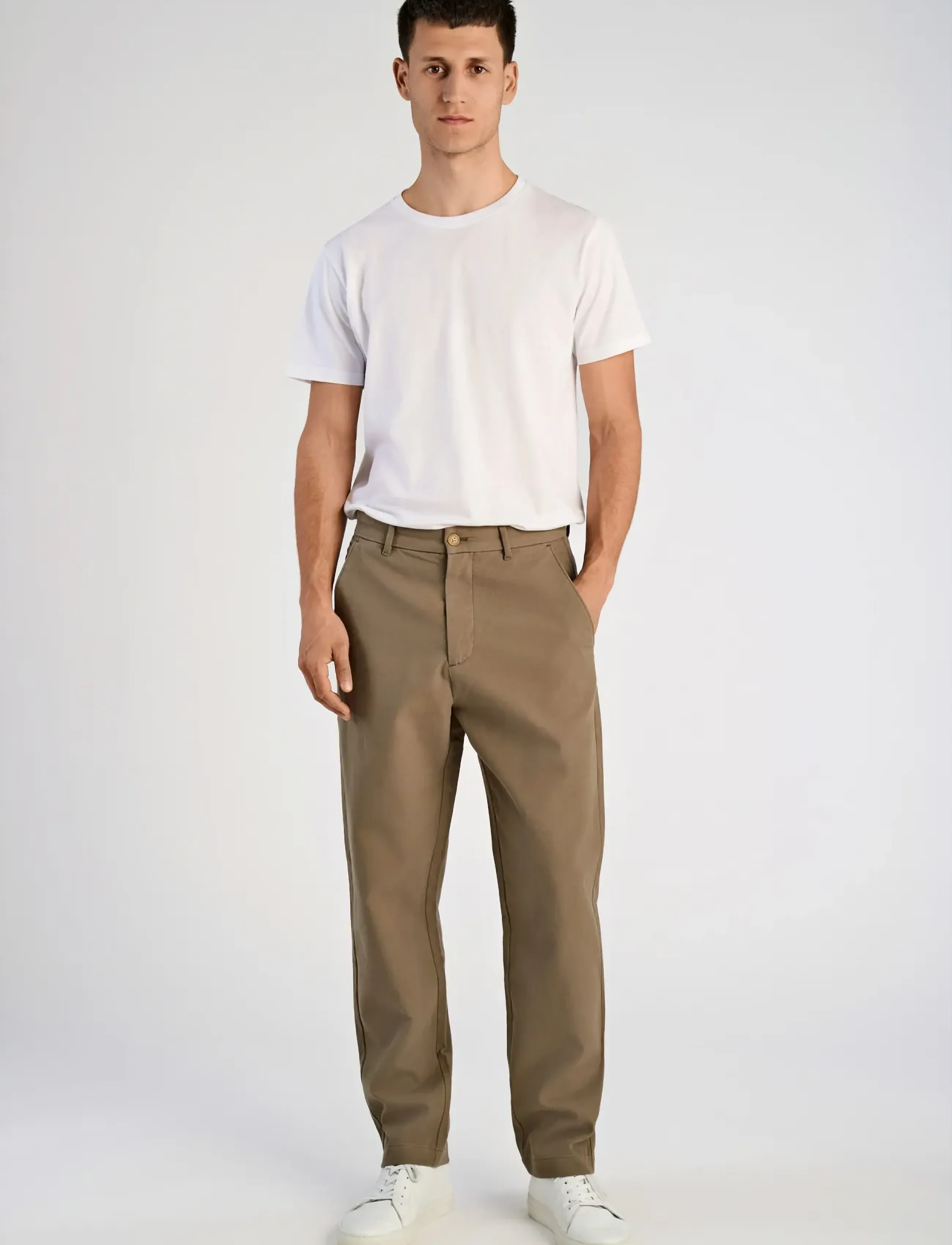 Lindbergh Wide fit twill pants - Lindbergh - ARMY / brown