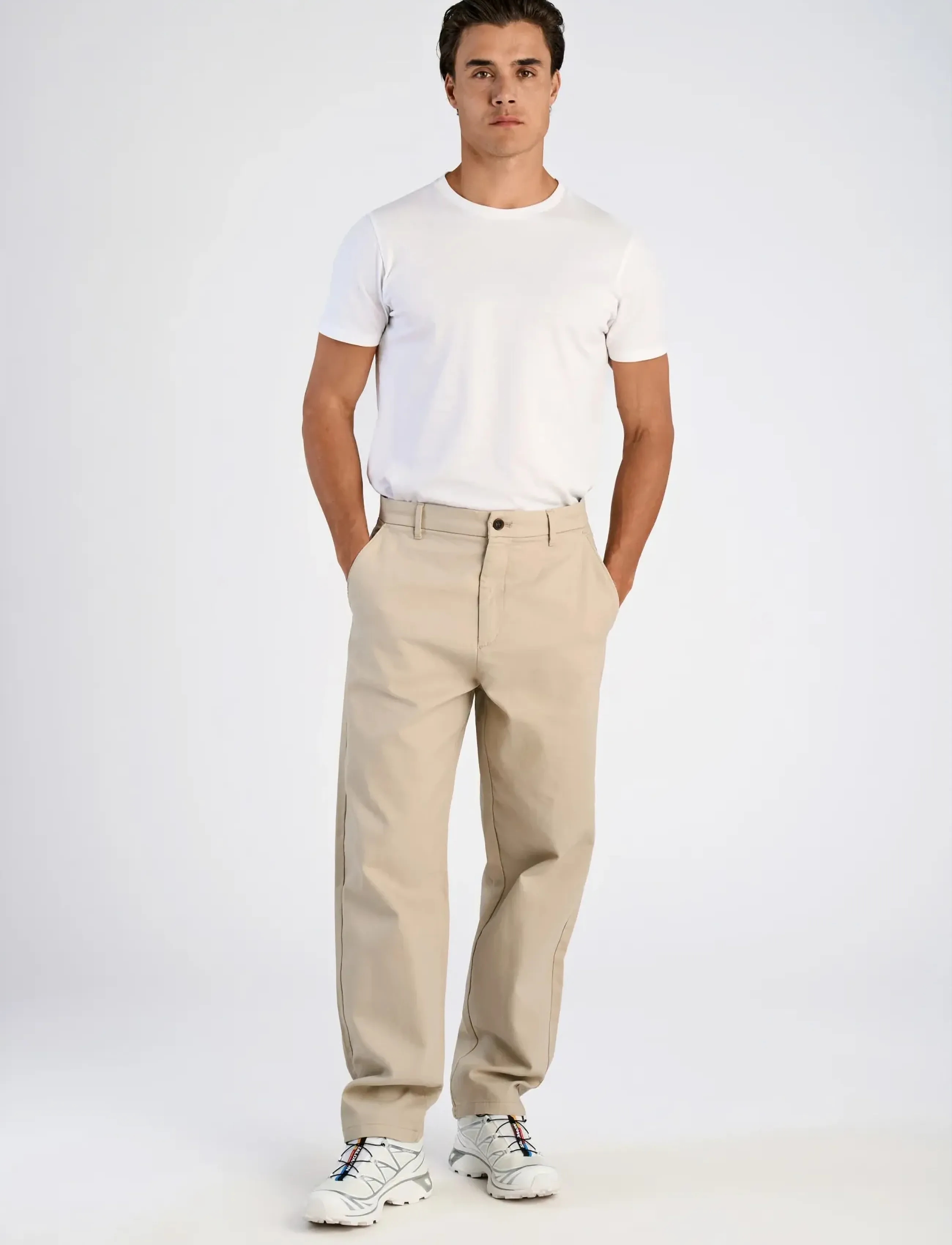 Lindbergh - Wide fit twill pants - chinos - lt stone - 3
