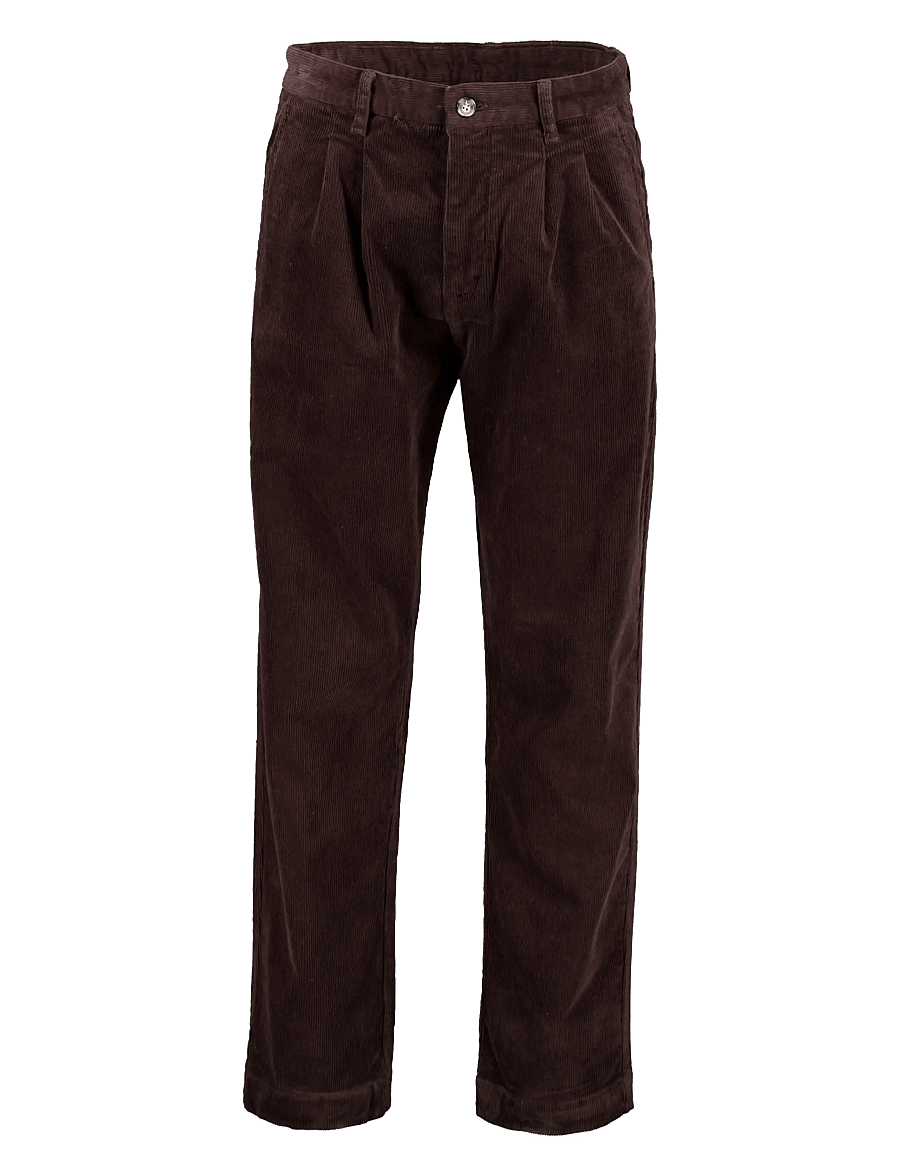Lindbergh - Wide fit corduroy pants - chinos - dk brown - 0