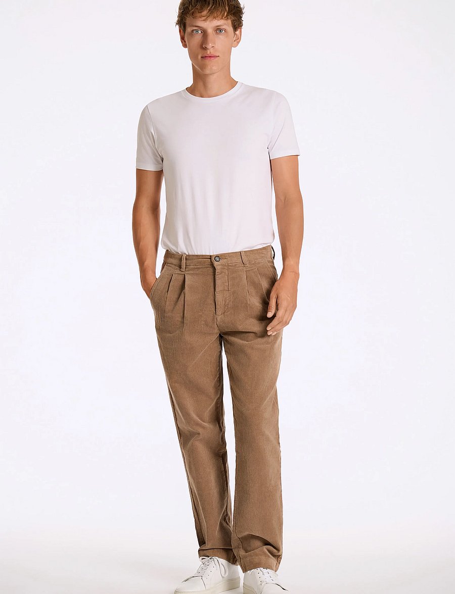 Lindbergh - Wide fit corduroy pants - chinos - lt sand - 0