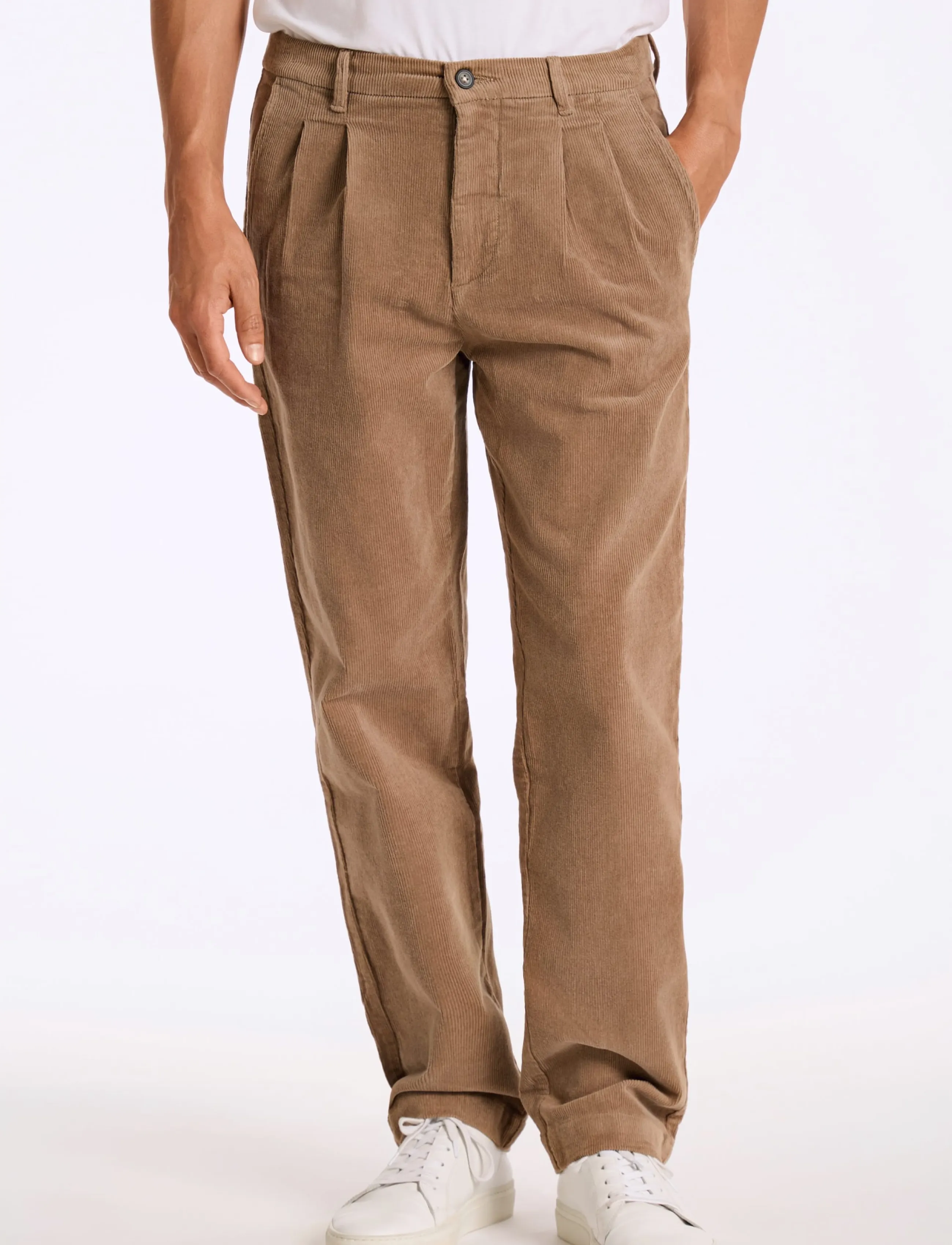Lindbergh - Wide fit corduroy pants - lt sand - 3