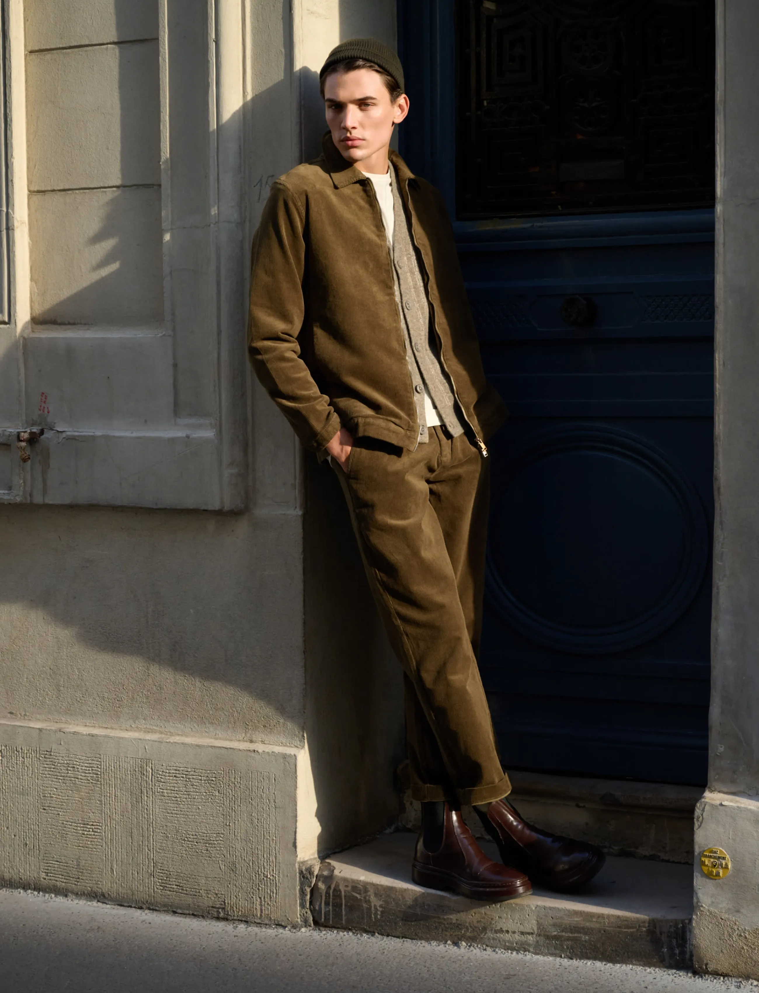 Lindbergh - Wide fit corduroy pants - sand - 5
