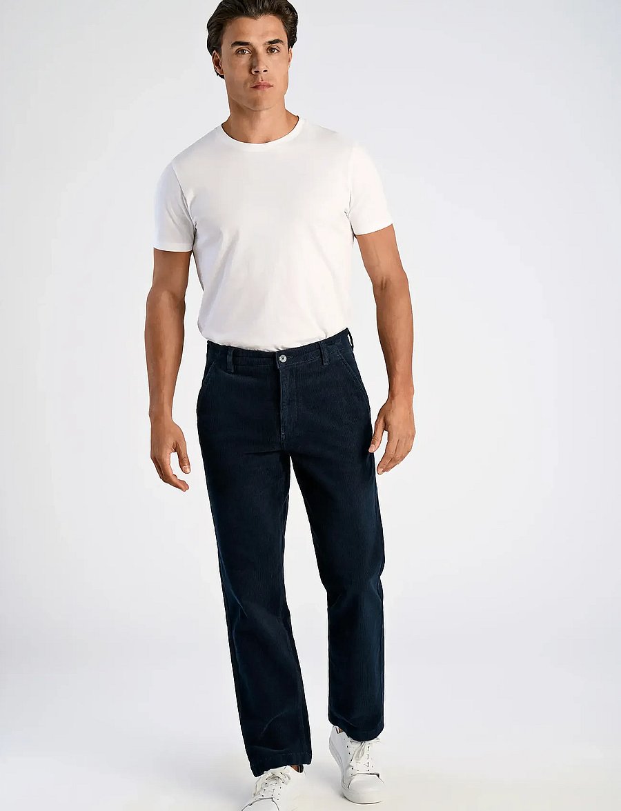 Lindbergh - Superflex corduroy chino pants - chinos - navy - 0
