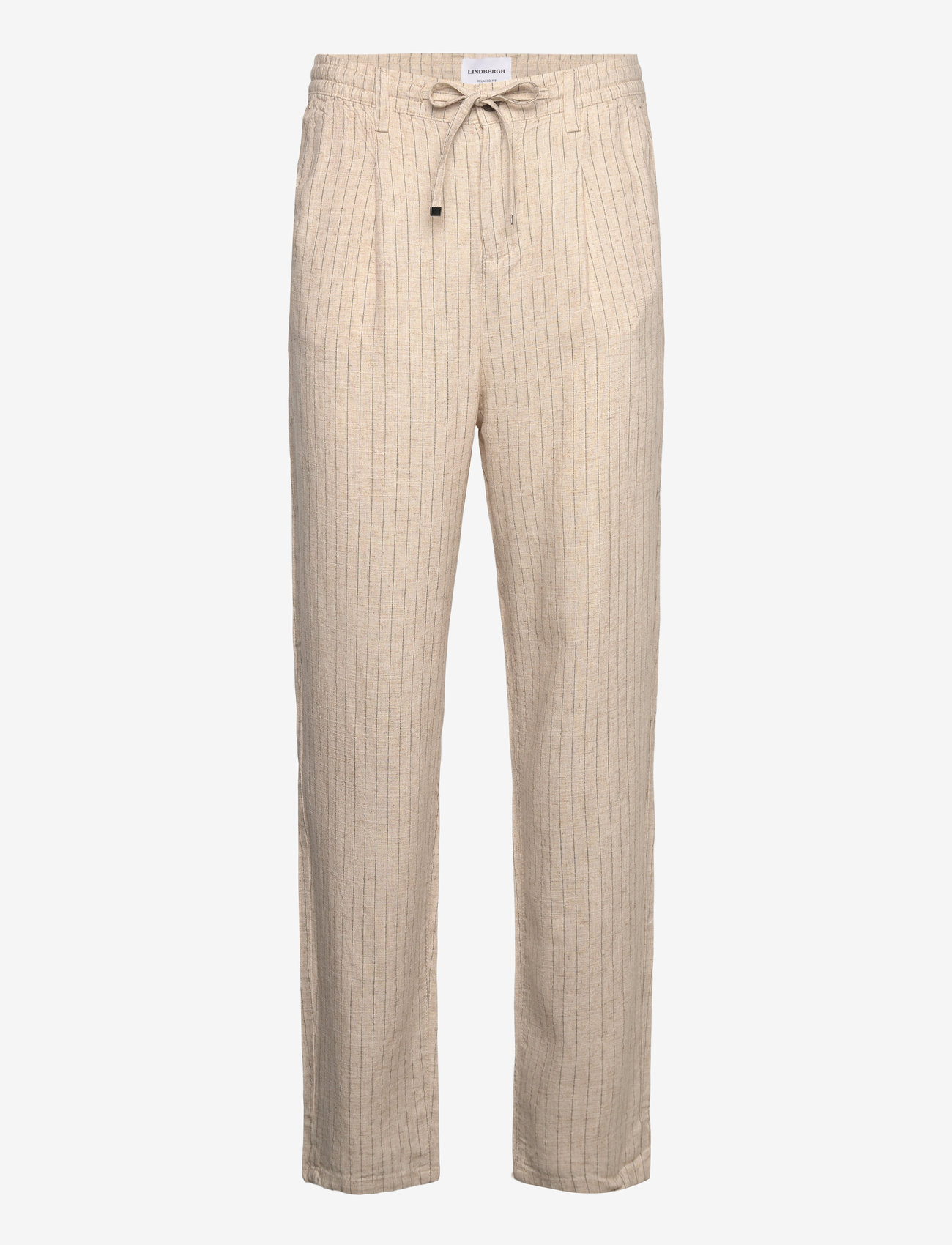 Lindbergh - Linen woven striped pants - leinenhosen - lt stone - 1