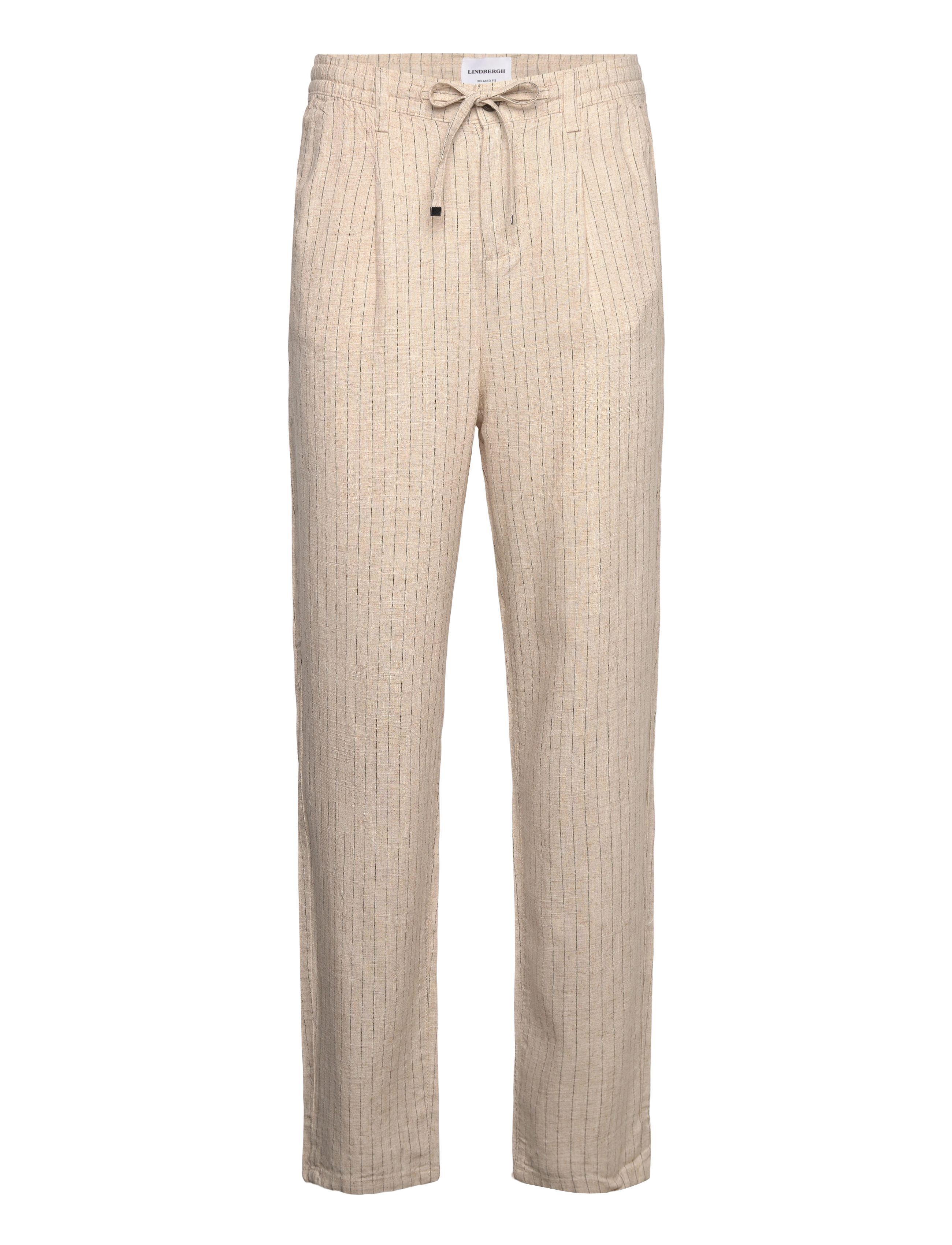 Lindbergh Linen woven striped pants - Party wear at outlet prices - LT STONE / beige