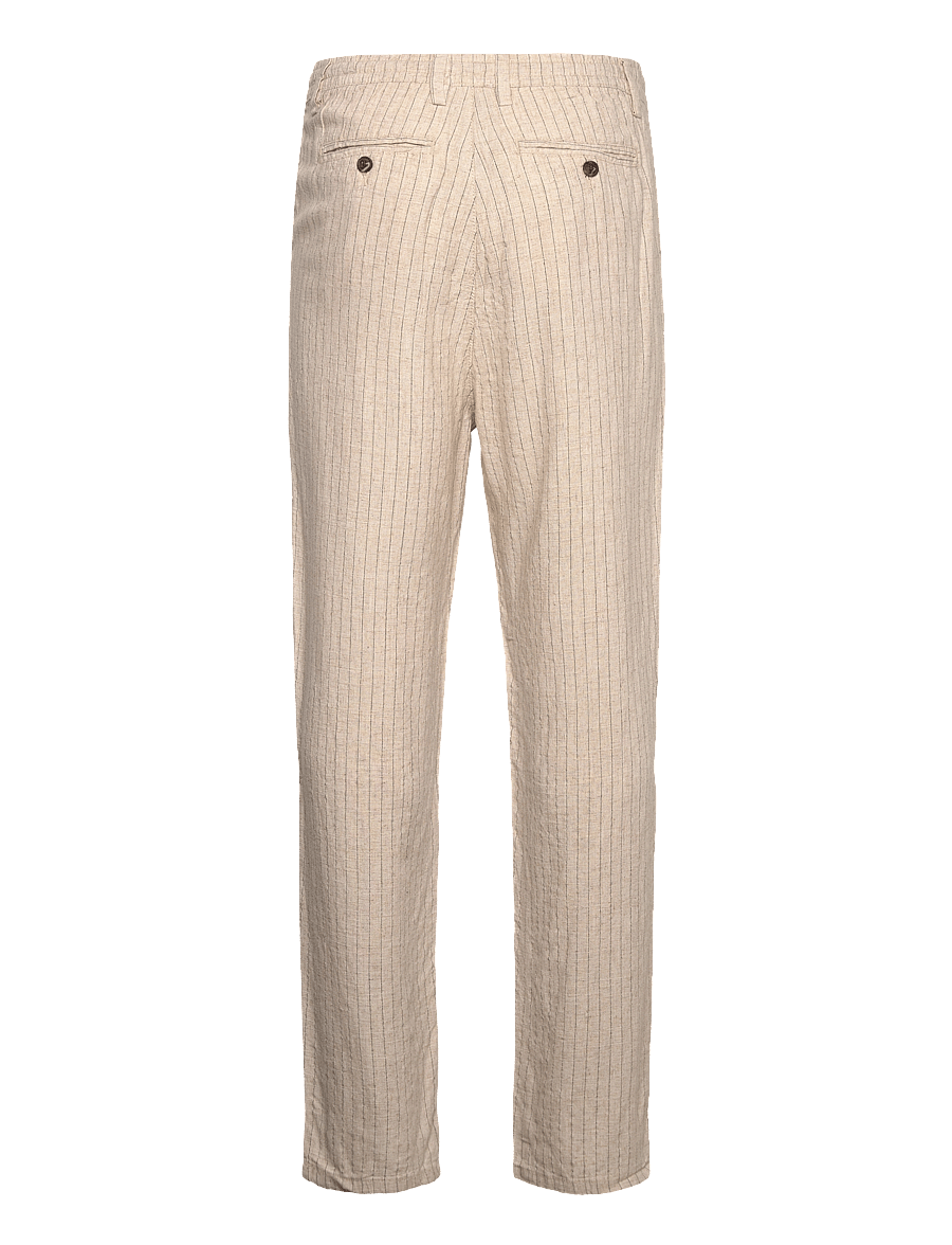 Lindbergh - Linen woven striped pants - hørbukser - lt stone - 2