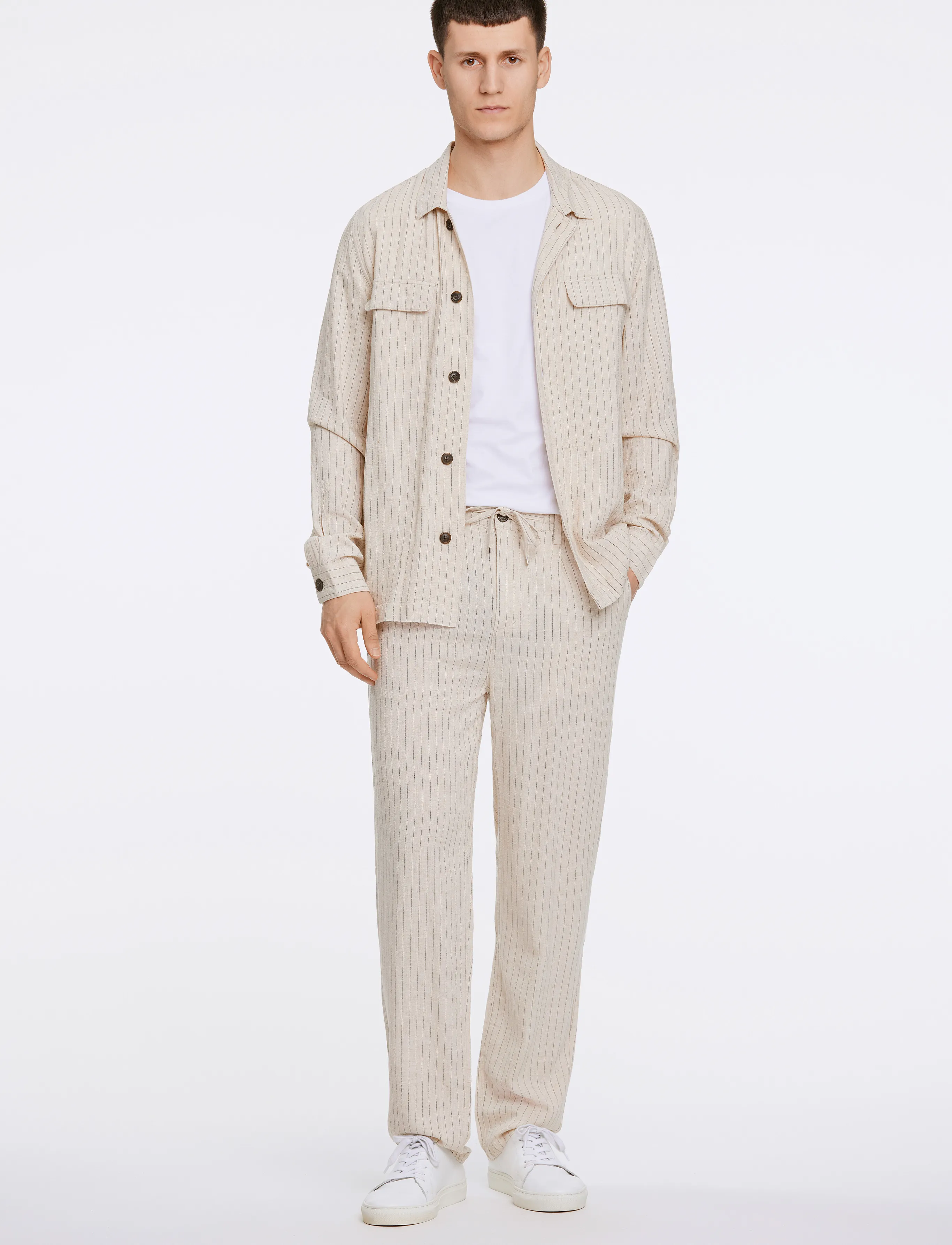Lindbergh Linen woven striped pants - Winter deals - LT STONE / beige