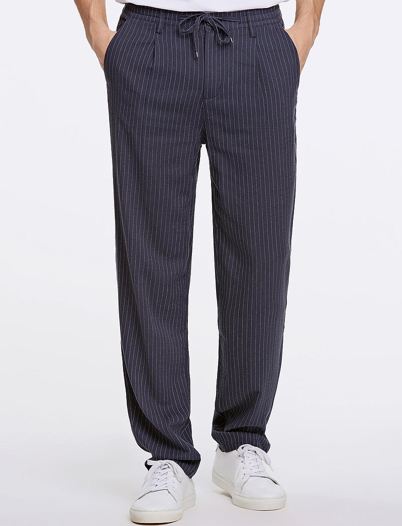 Lindbergh - Linen woven striped pants - linased püksid - navy - 3