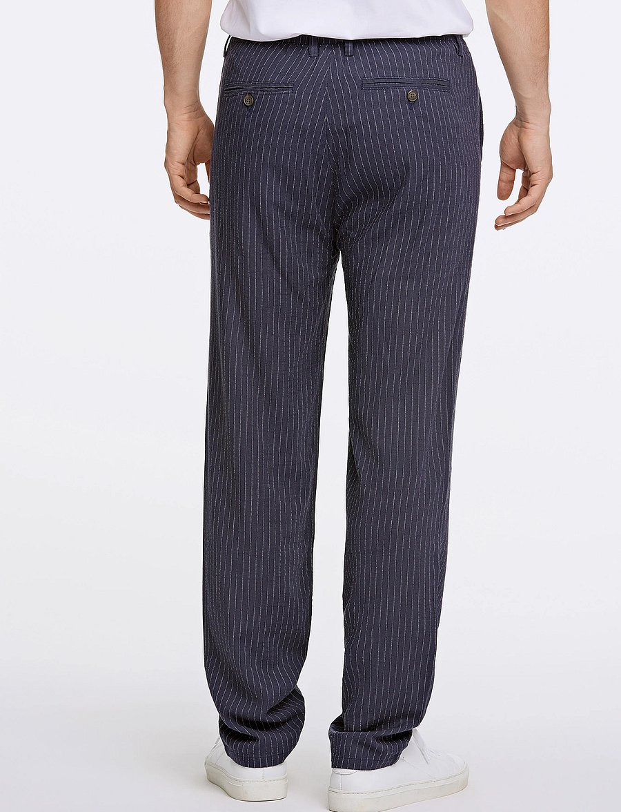 Lindbergh - Linen woven striped pants - linen trousers - navy - 4