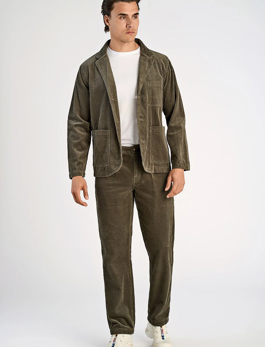 Lindbergh - Seersucker corduroy chino pants - chinos - dusty army - 0