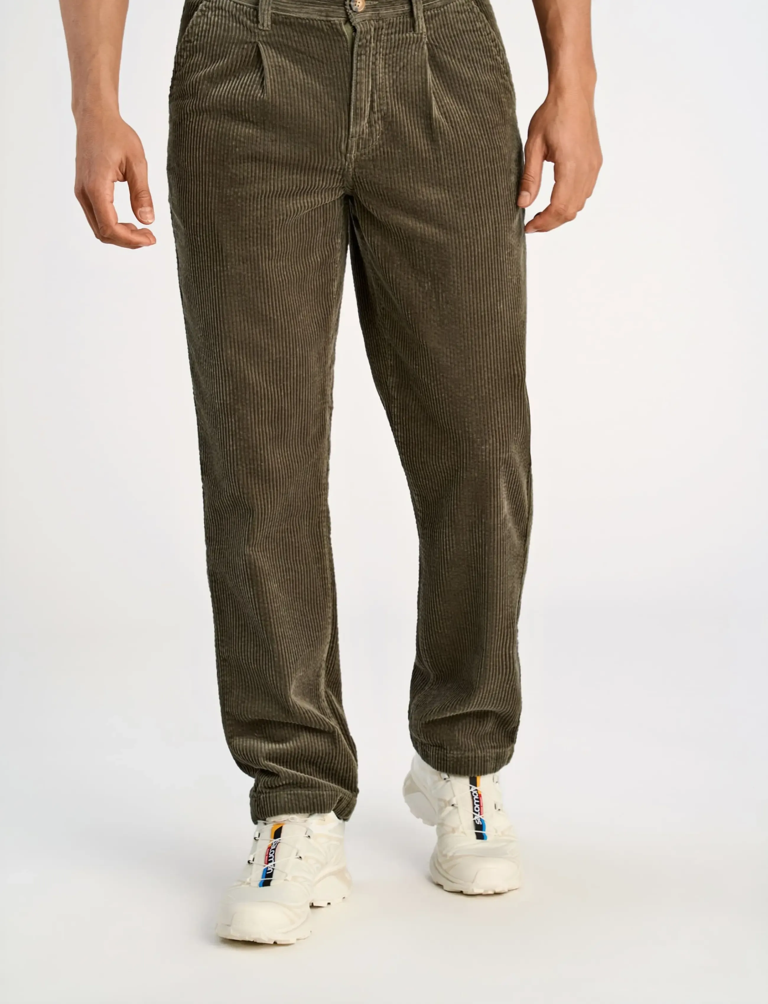 Lindbergh - Seersucker corduroy chino pants - chinos - dusty army - 3