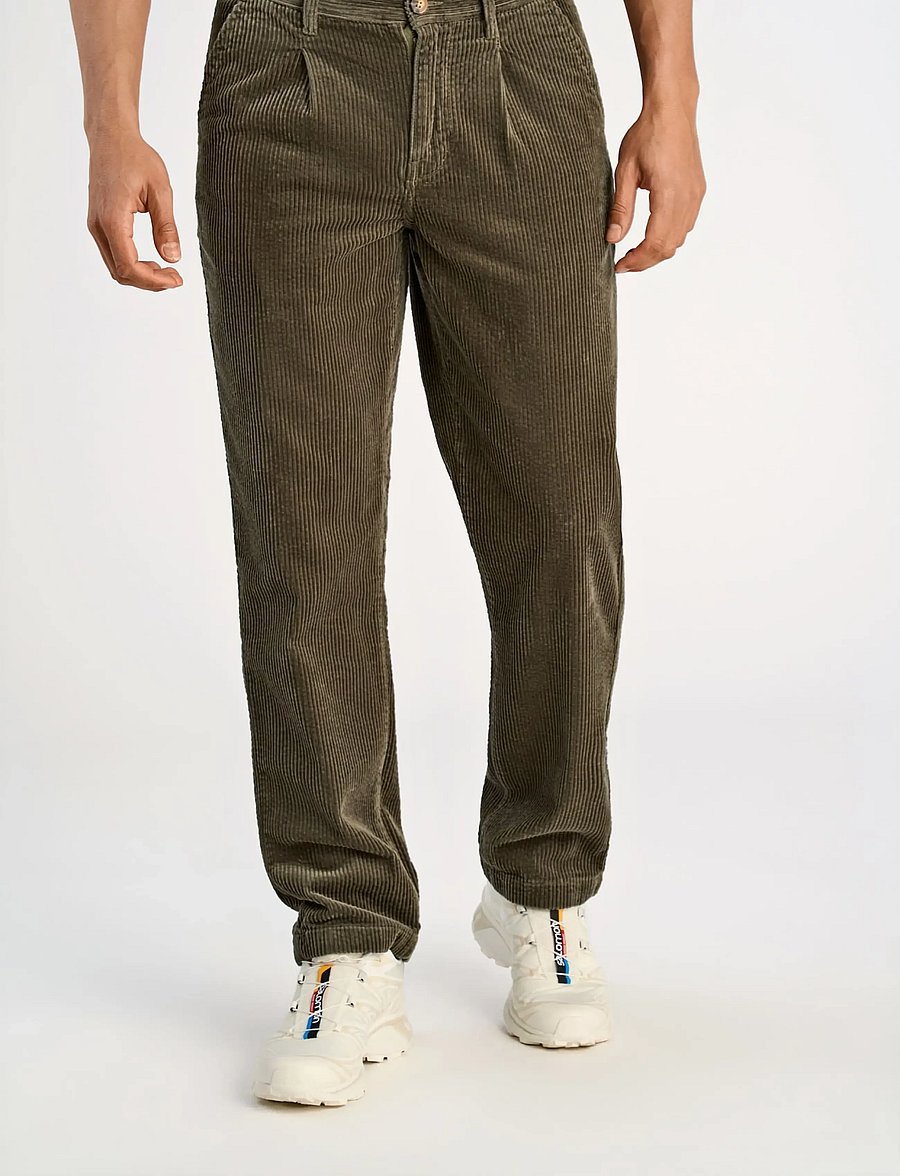 Lindbergh - Seersucker corduroy chino pants - chinos - dusty army - 3