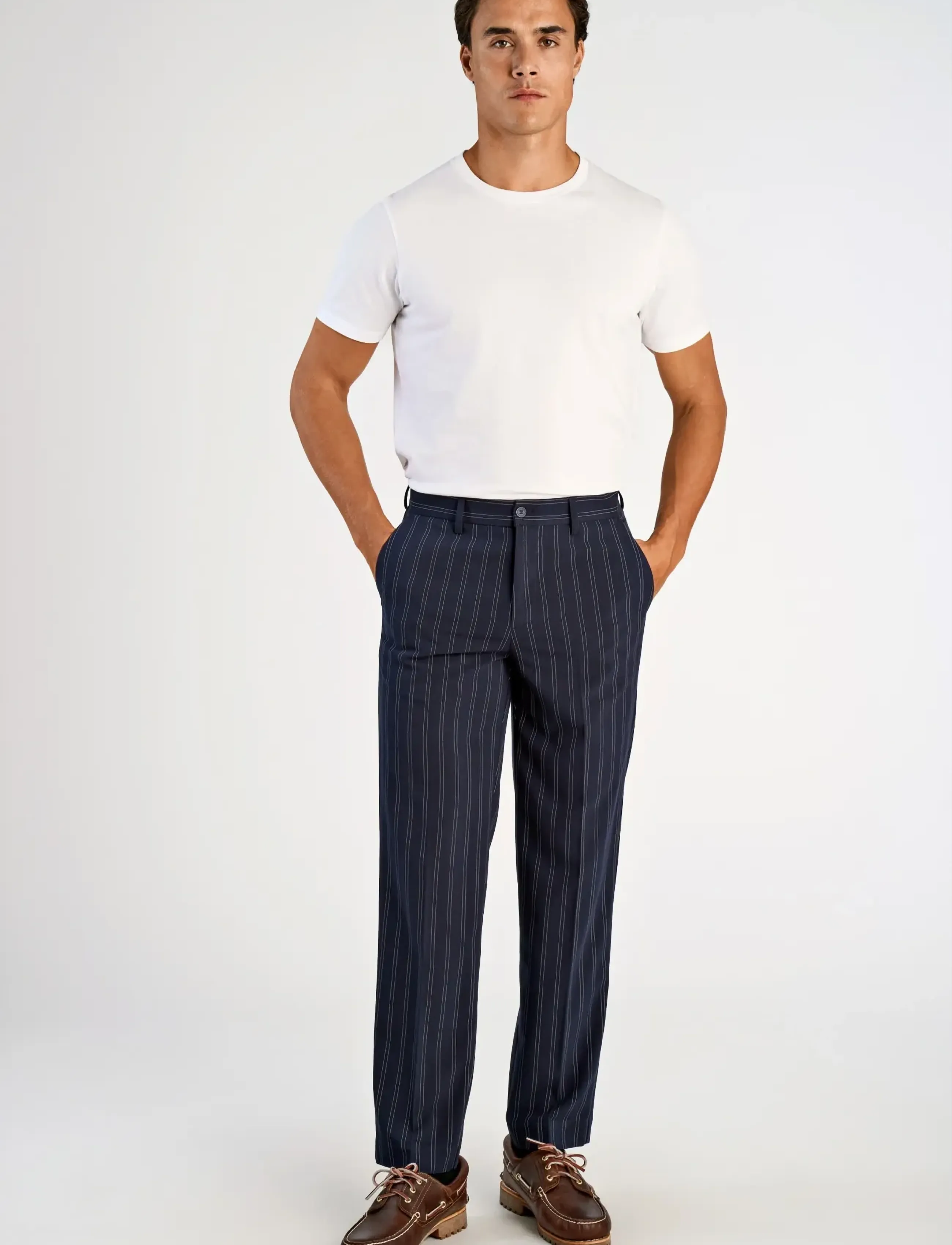 Lindbergh Superflex Pinstripe Pants, XL, Trousers, Marineblau - Formal, Männerswear
