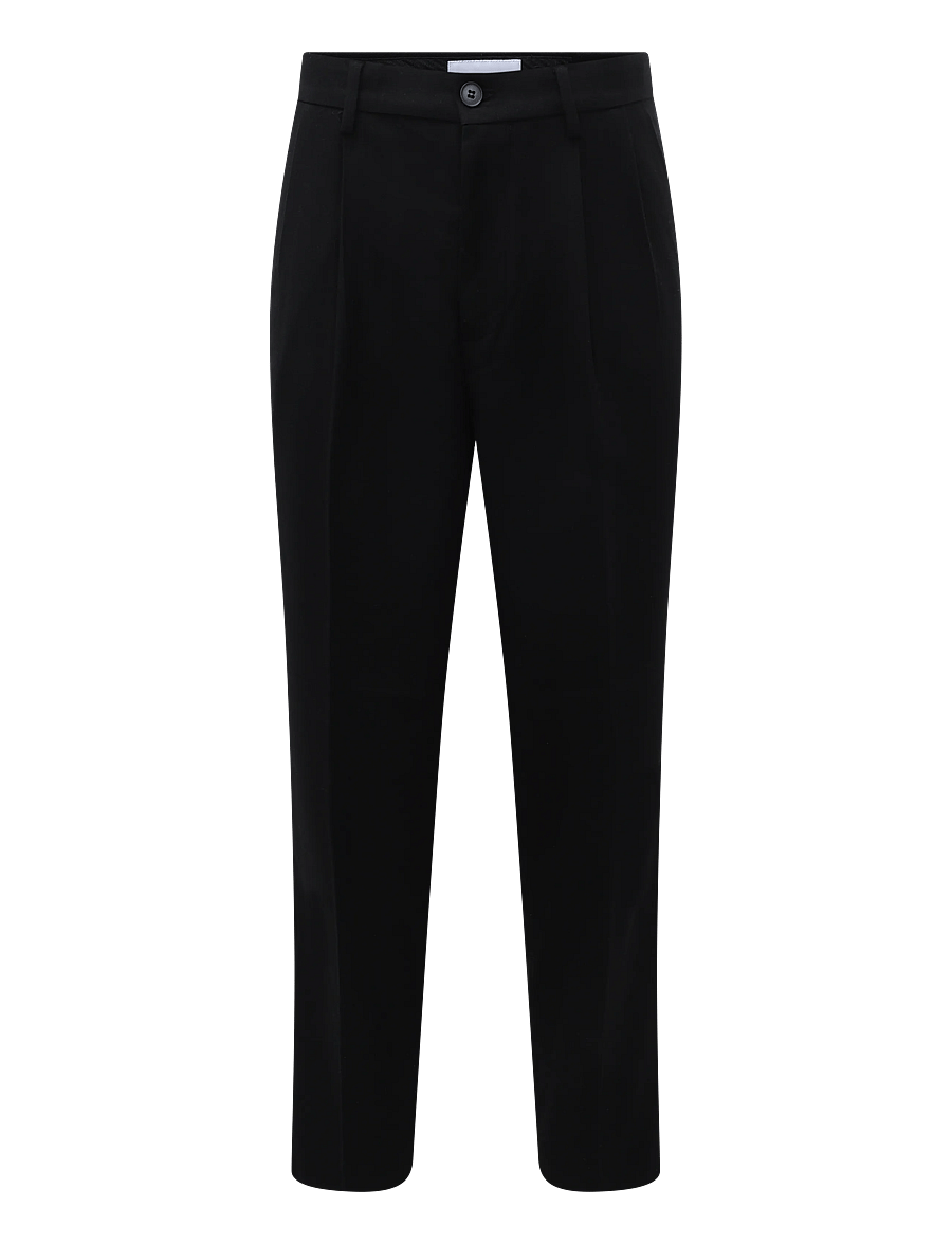 Lindbergh - Wool look herringbone pleated pants - kostymbyxor - black - 0