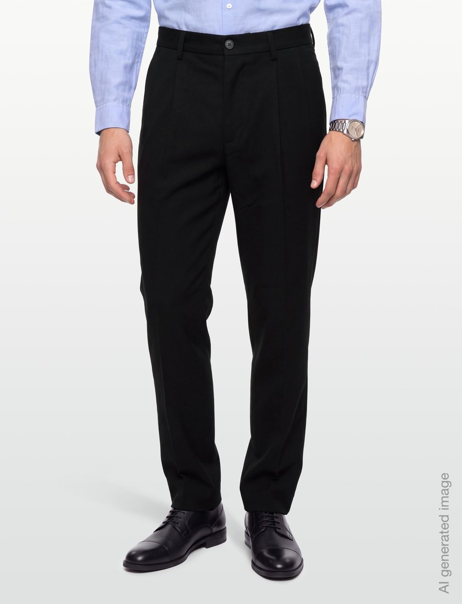 Lindbergh - Wool look herringbone pleated pants - habitbukser - black - 3
