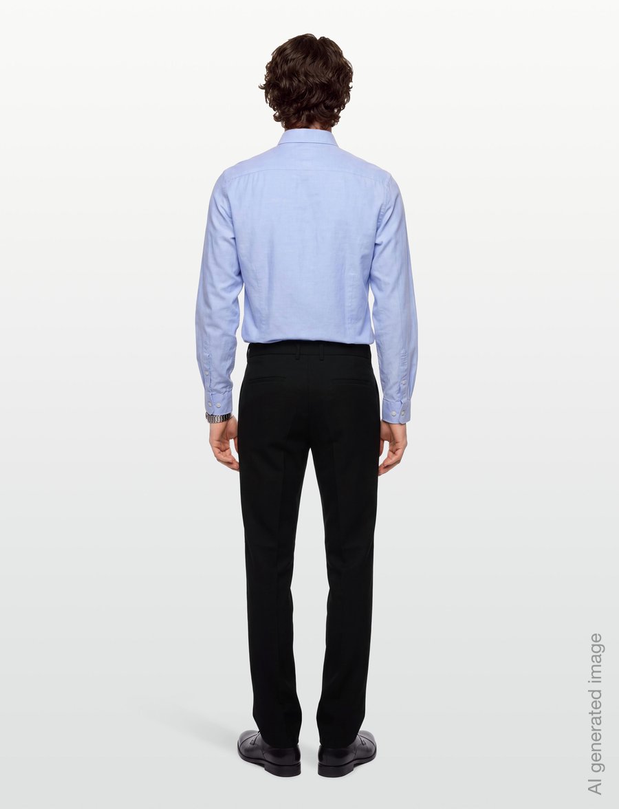 Lindbergh - Wool look herringbone pleated pants - habitbukser - black - 4