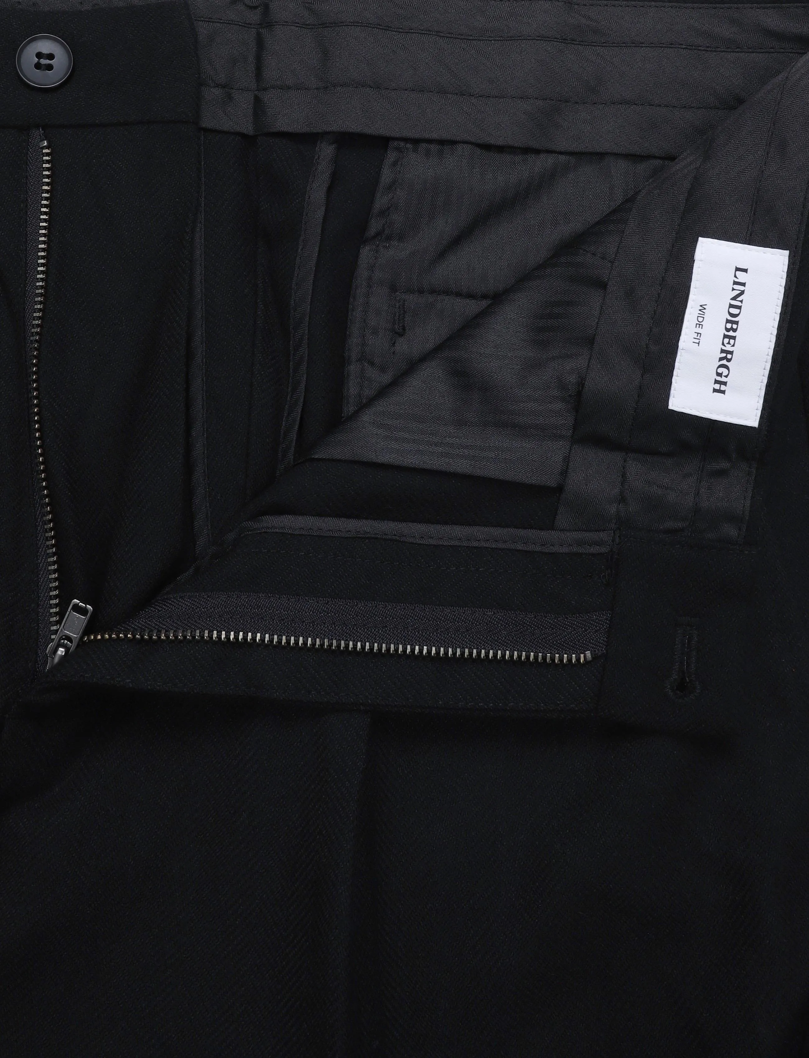Lindbergh - Wool look herringbone pleated pants - black - 2