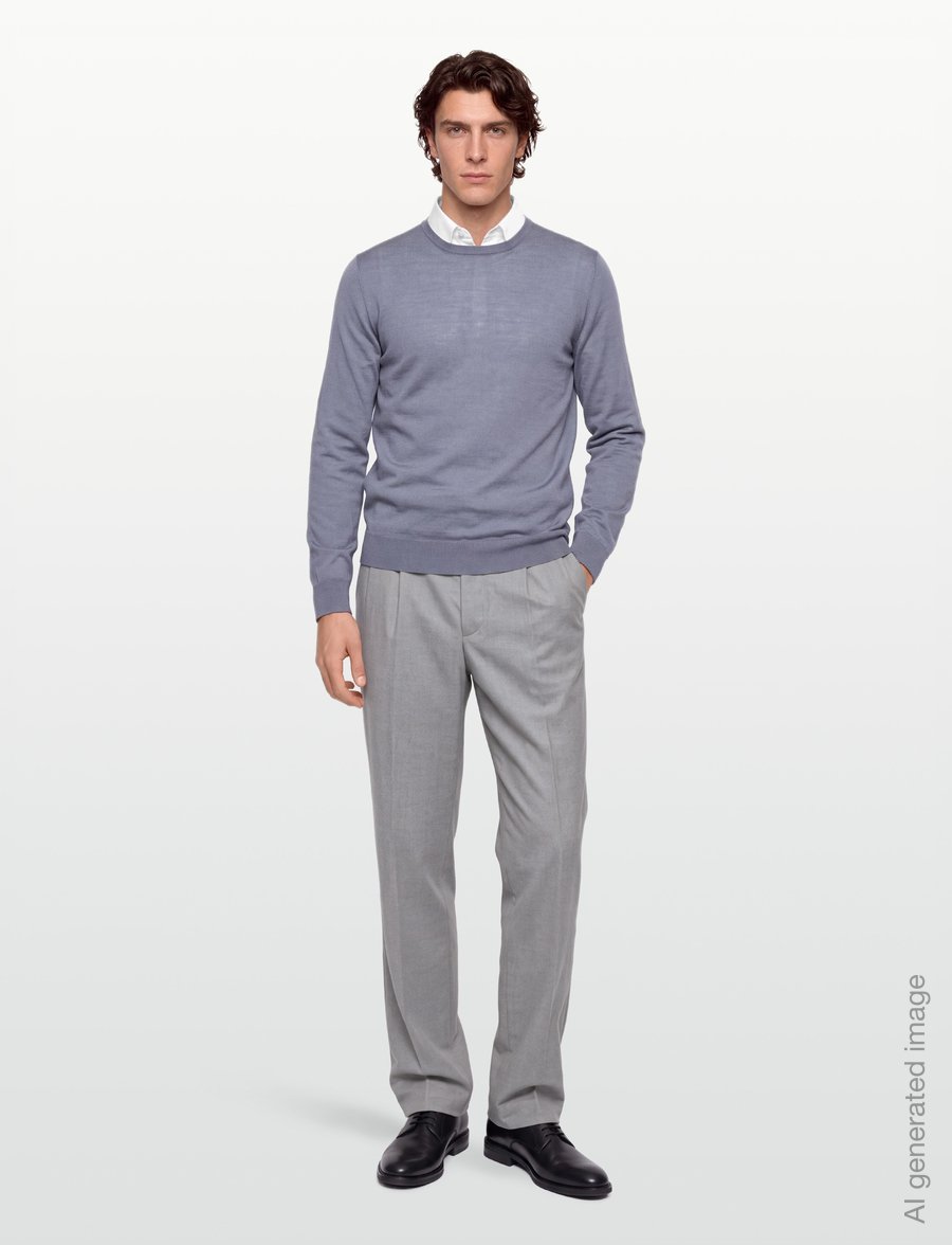 Lindbergh - Wool look herringbone pleated pants - suit trousers - stone mel - 0