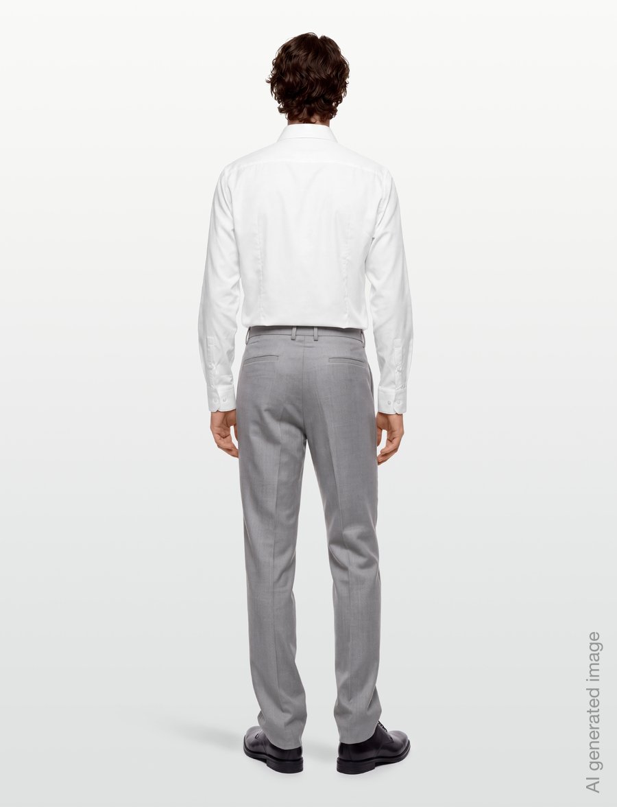 Lindbergh - Wool look herringbone pleated pants - suit trousers - stone mel - 4