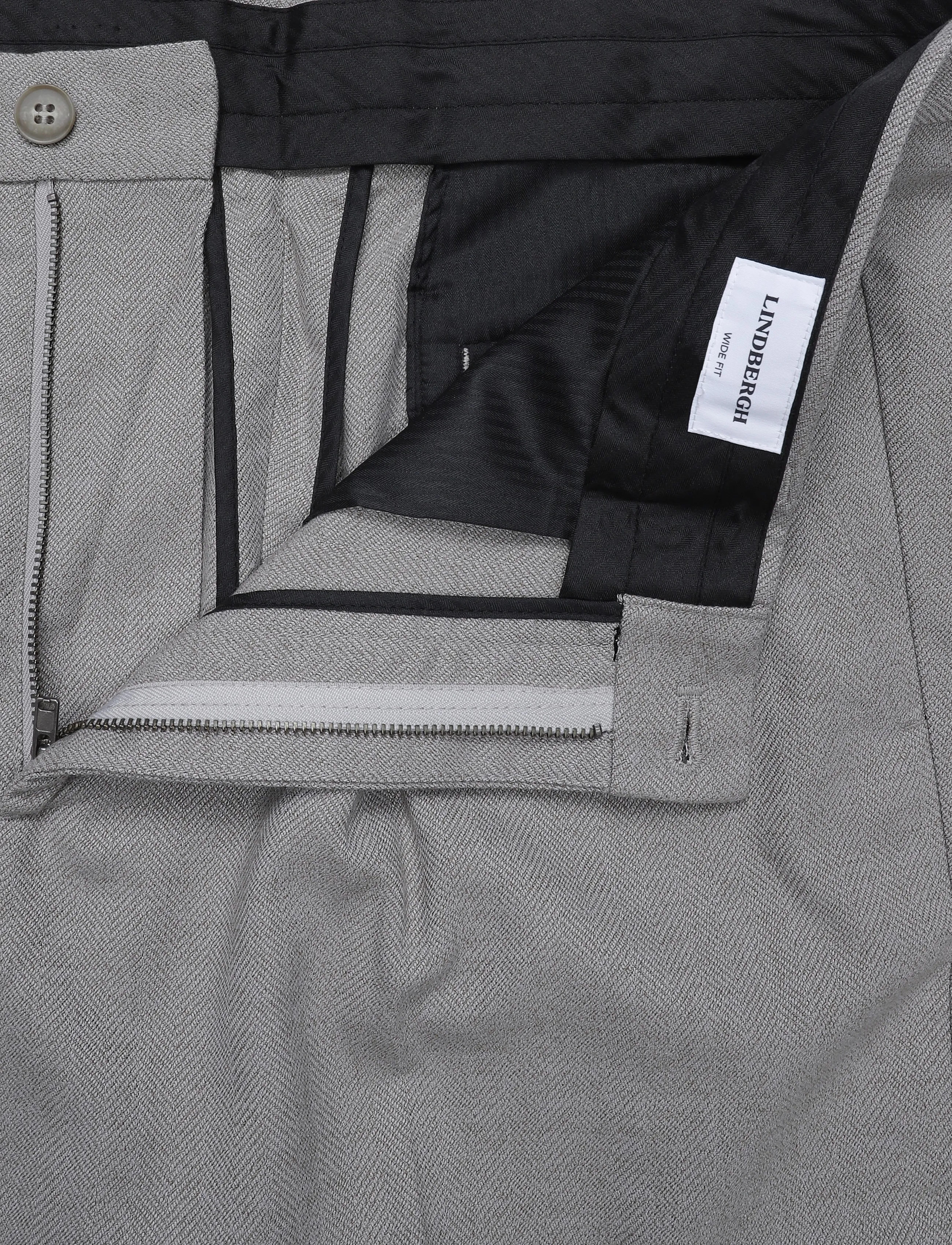 Lindbergh - Wool look herringbone pleated pants - suit trousers - stone mel - 3