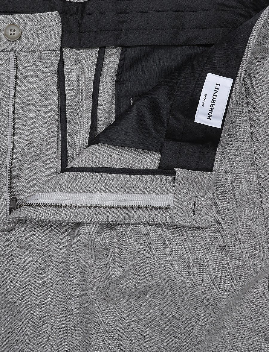 Lindbergh - Wool look herringbone pleated pants - suit trousers - stone mel - 3