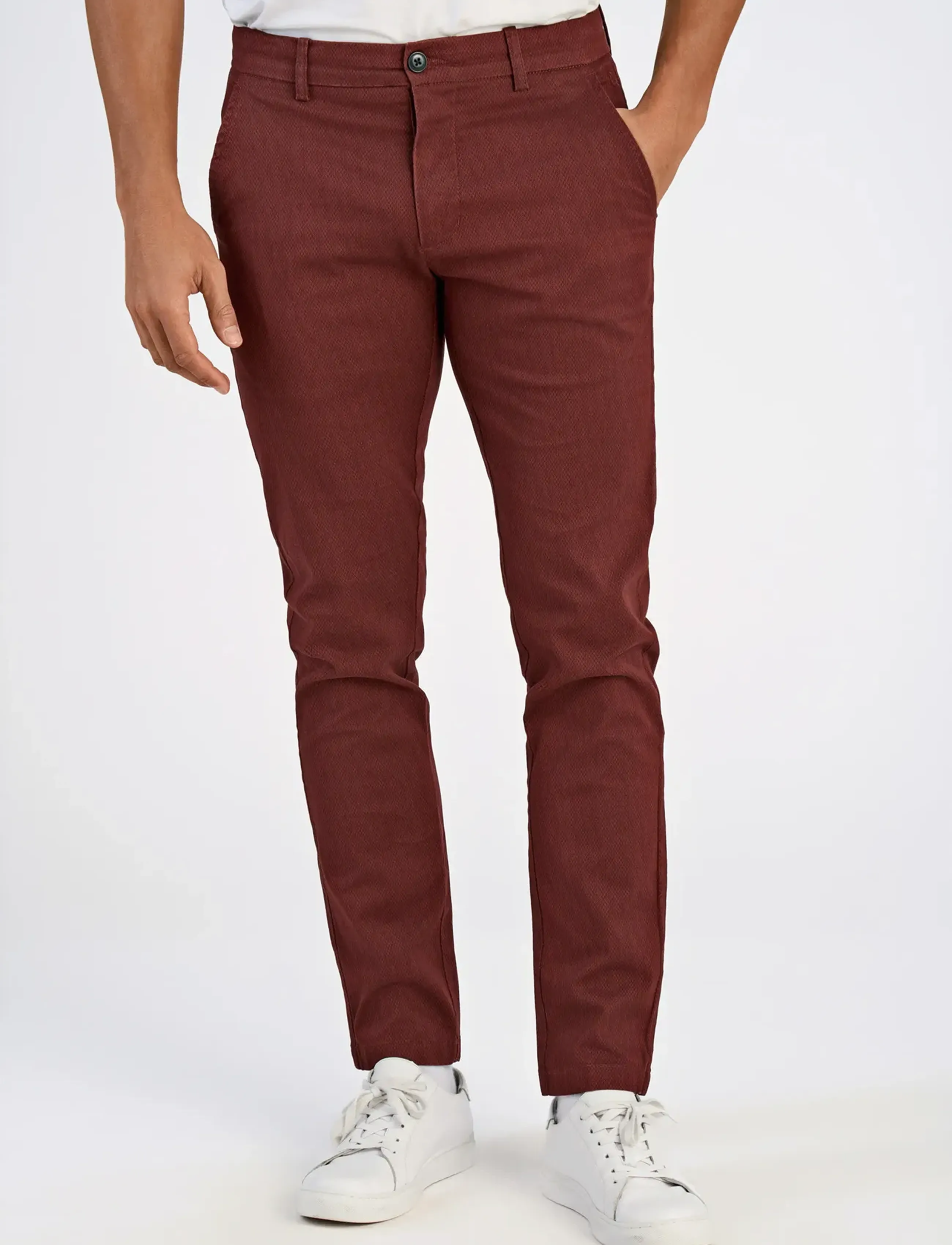 Lindbergh - AOP superflex chino pants - chinos - burnt red - 4