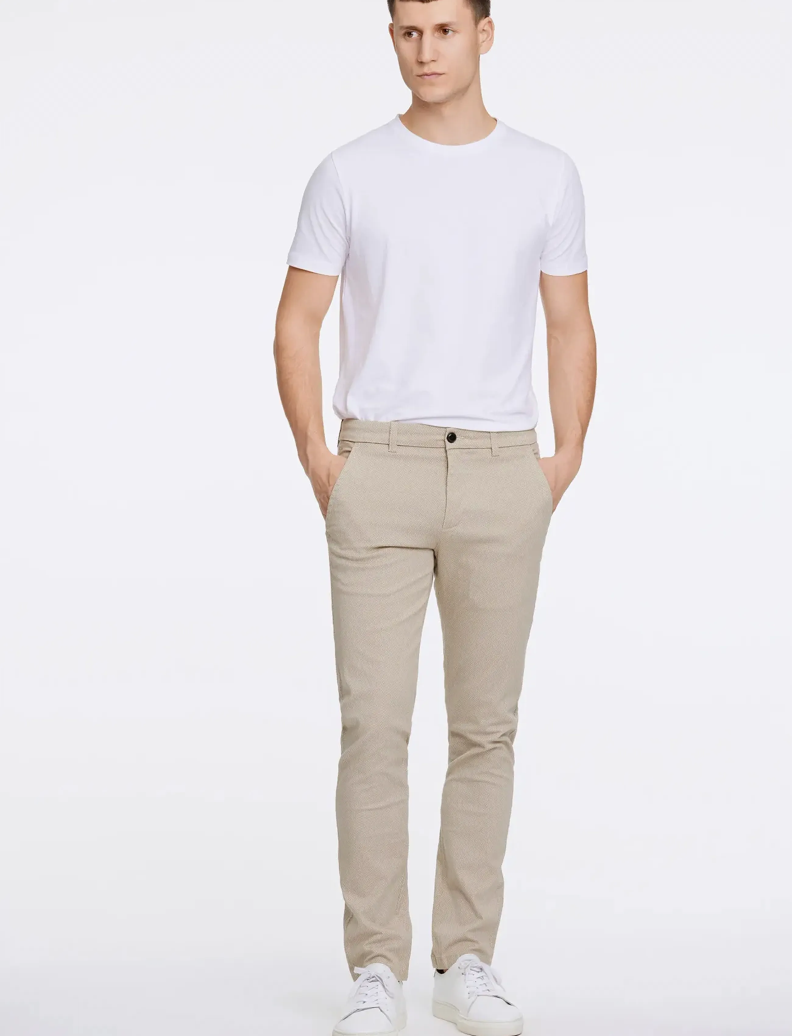 Lindbergh Aop Superflex Chino Pants, 29 x 32, Cream, Bukser > Chinos, Herre