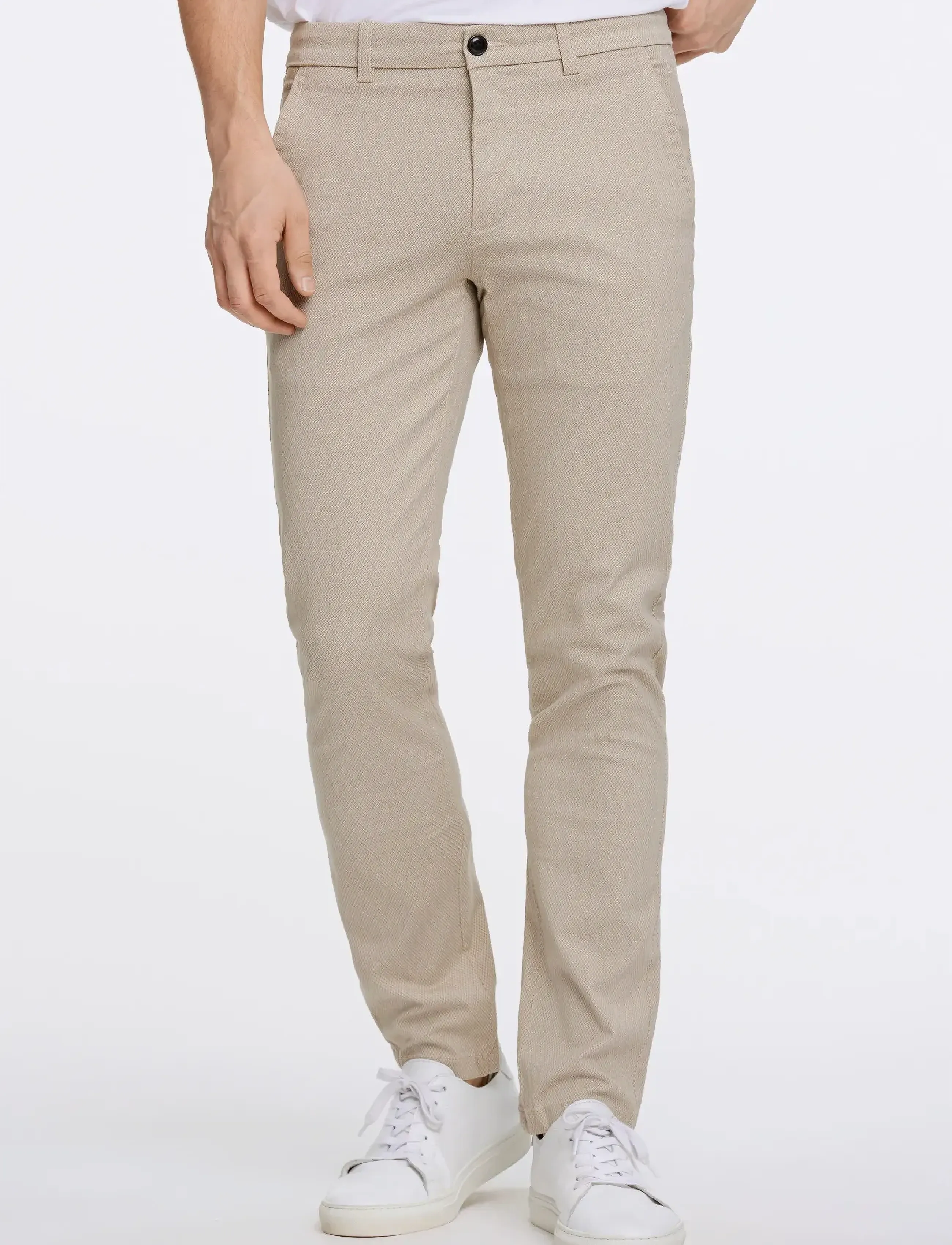 Lindbergh - AOP superflex chino pants - chinos - cream white - 4
