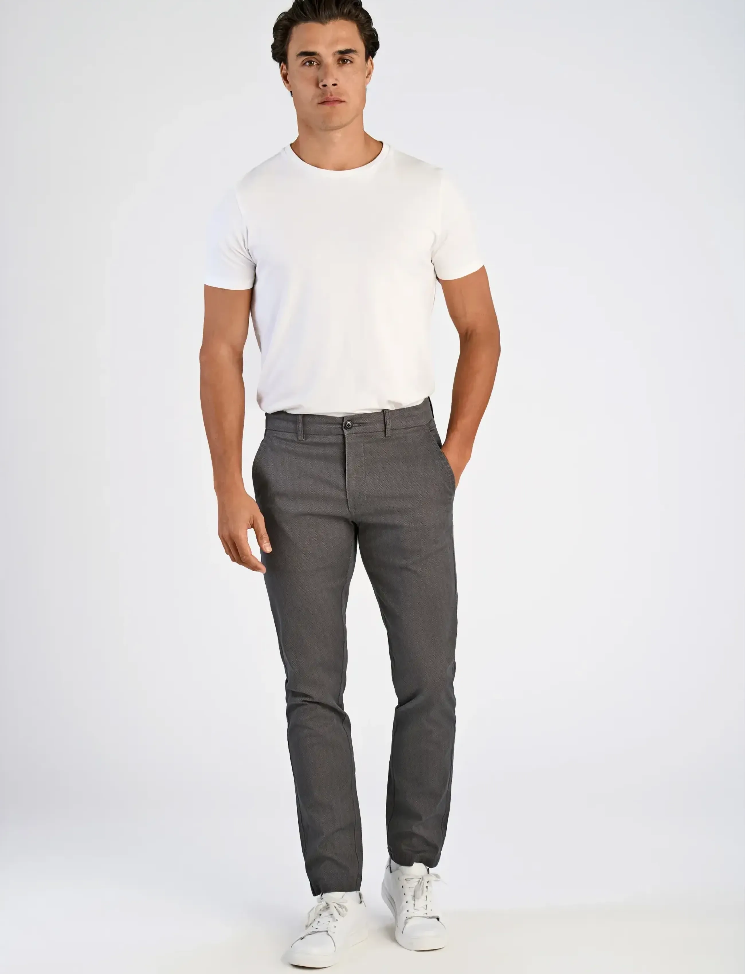 Lindbergh AOP superflex chino pants - Chinos - DK DEEP GREY / grey